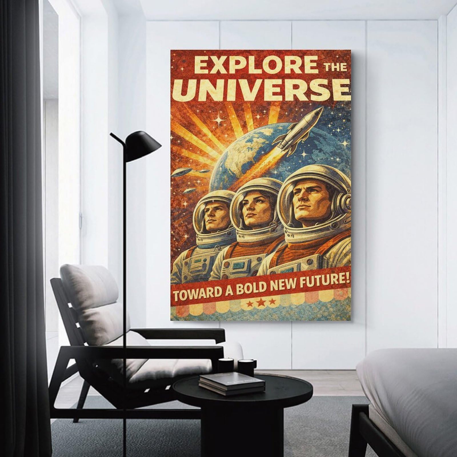Junmoney Explore The Universe Vintage Hanging Wall Art, 20x30inch(50x75cm), for Entryway, Lounge Links Or Small Walls, Home Artwork for First Impressions