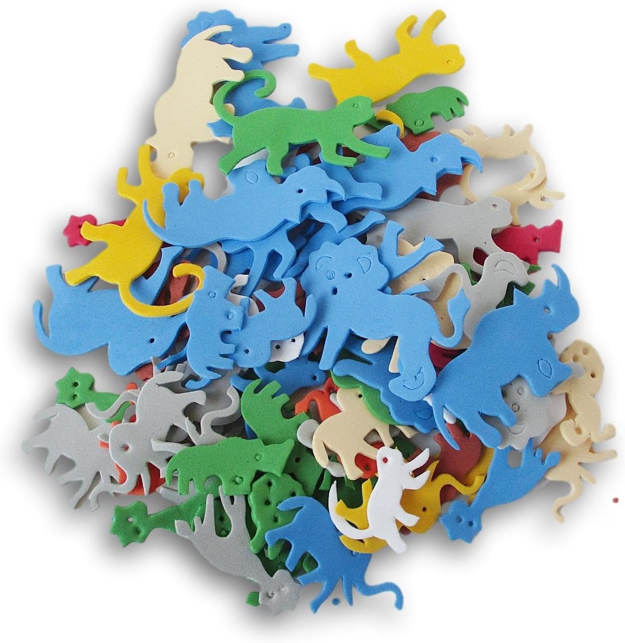 Animal Foam Craft Cutouts - Lion, Monkey, Elephant, Giraffe Colorful Shapes - 70 Pieces