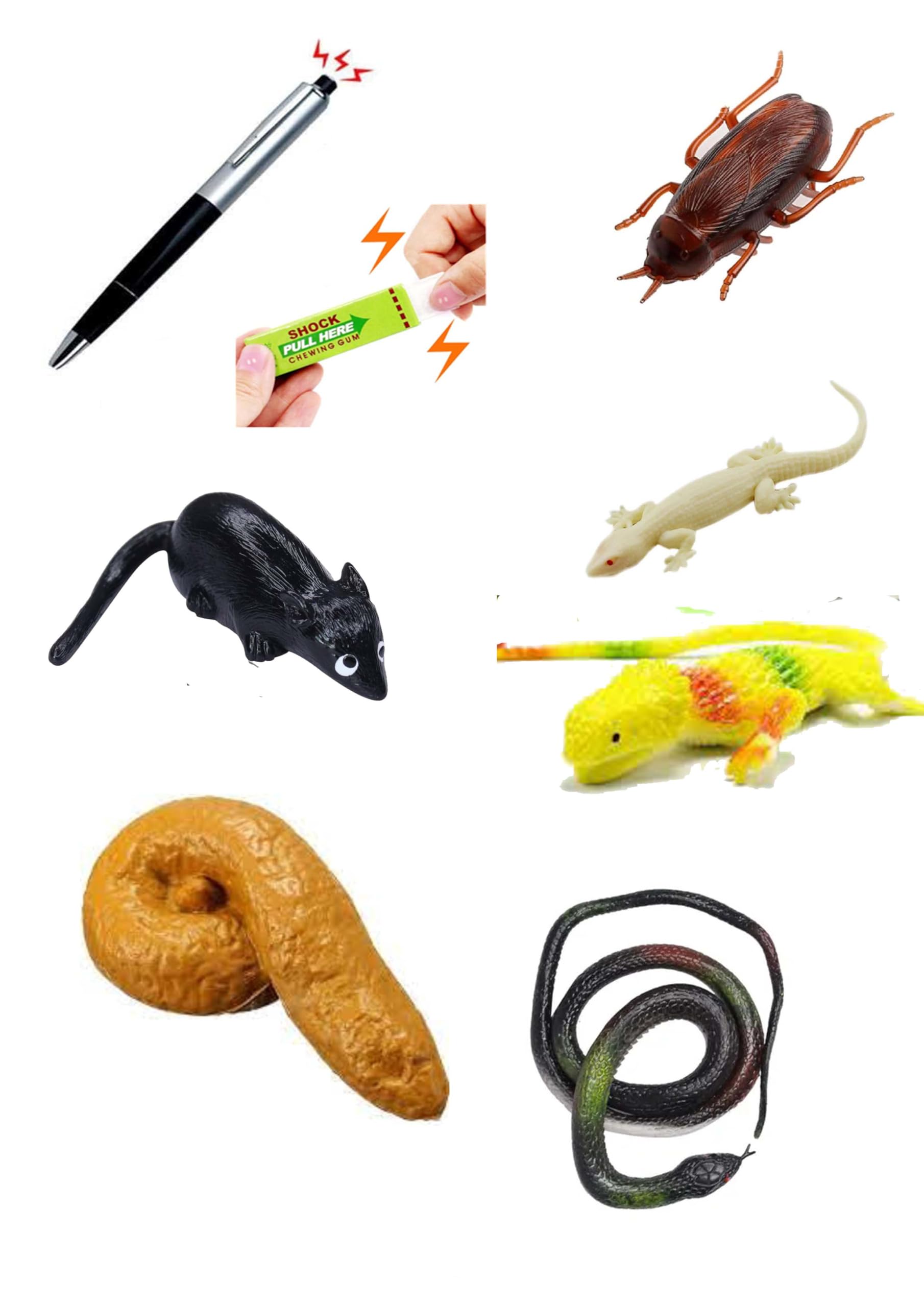Pmw - 8 Items Prank Novelty Combo - Prank Toys (Cockroach,Snake,Potty,Lizard,shockpen,shockgum,Rat,Chameleon) - Prank ToyHalloween Party Favors - Gag Toys (B0D8TSFQ4F) Amazon Price History, Amazon Price Tracker