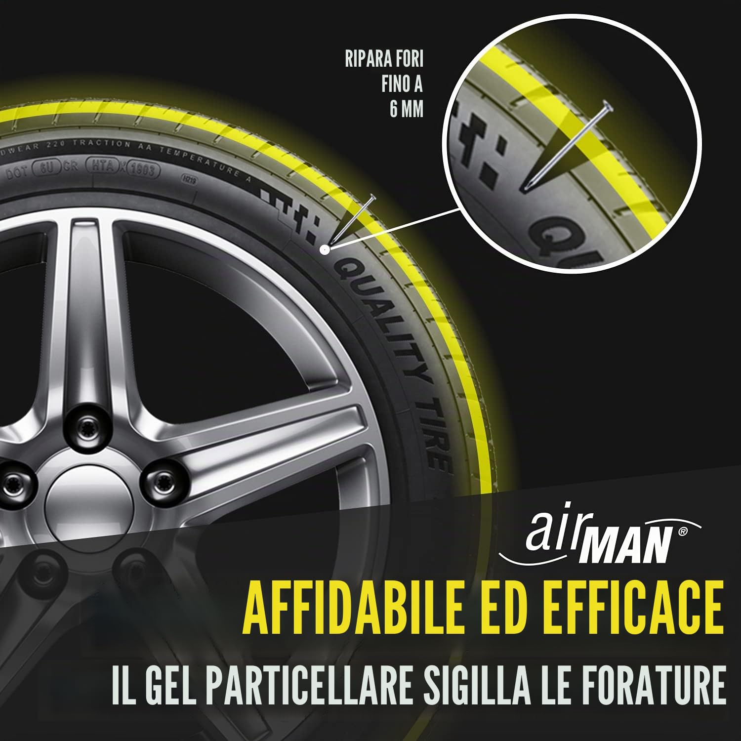 AirMan 65-005-011 ATVT HB Sigillante per riparazione pneumatici, 450 ml, tubo a colori assortiti