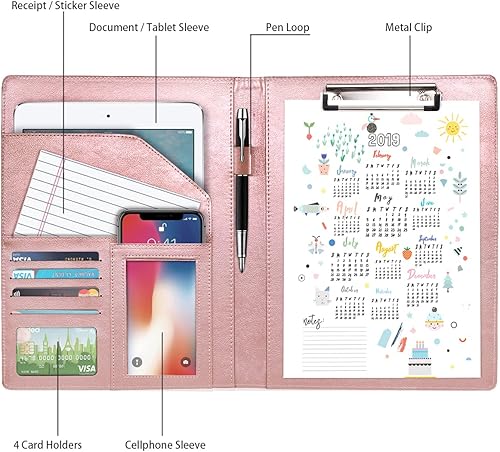 Vista 43 de WAVEYU Funda tipo cartera para mujer, bonita carpeta de cubierta de padfolio, organizador de documentos legales para Girasol
