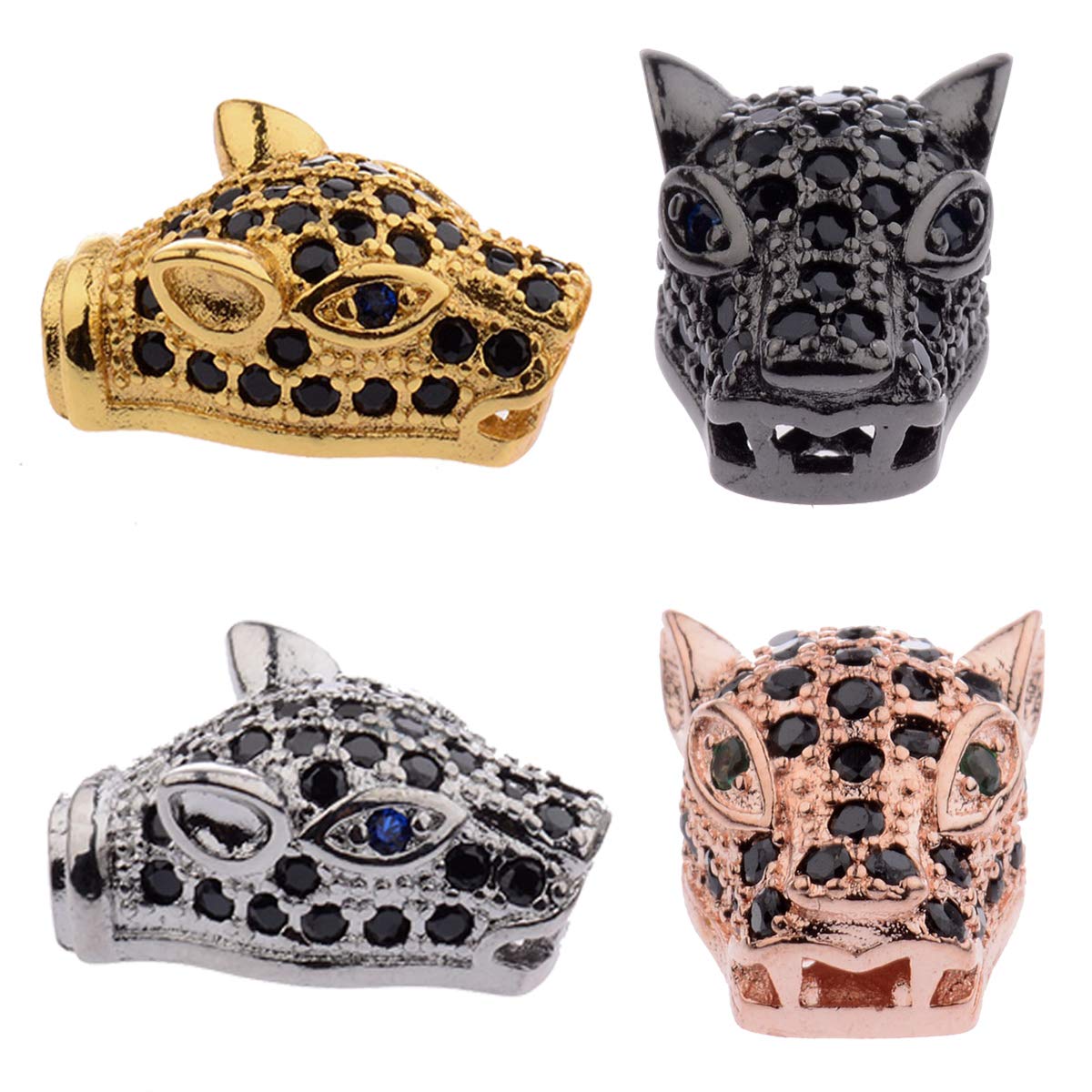 DOUVEI 10 Pcs Zircon Pave Rhinestones 4 Color Skull Charms Beads Connector Spacer Beads Bracelet Connector Charms Beads for Jewelry Making 13x11mm 13x11mm multicolored BD