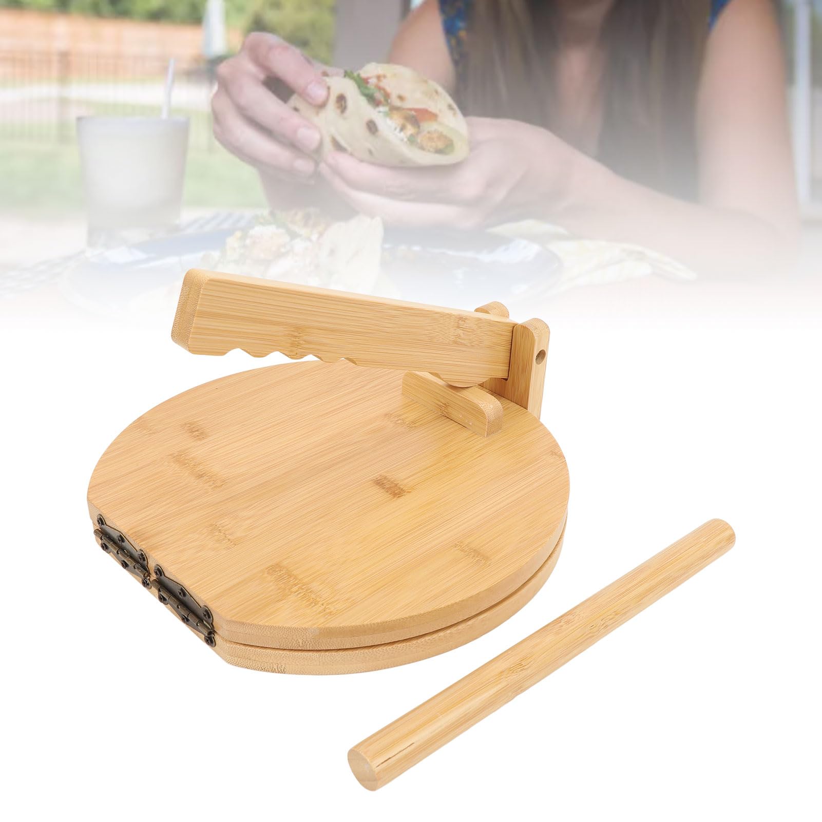 Tortilla Presse à tortilla, en bois, avec 50 feuilles de papier parchemin, rondes, pour tortillas mexicaines faites maison