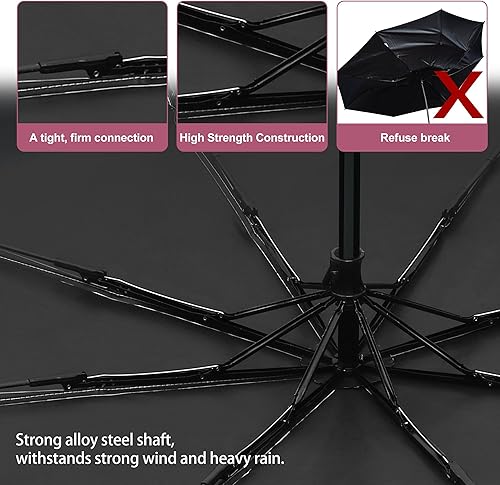 Miniatura 4 de RXHOSIGAY Paraguas ligero con bloqueo UV, perfecto para viajes y uso diario, impermeable y resistente al viento para mujer, color rosa