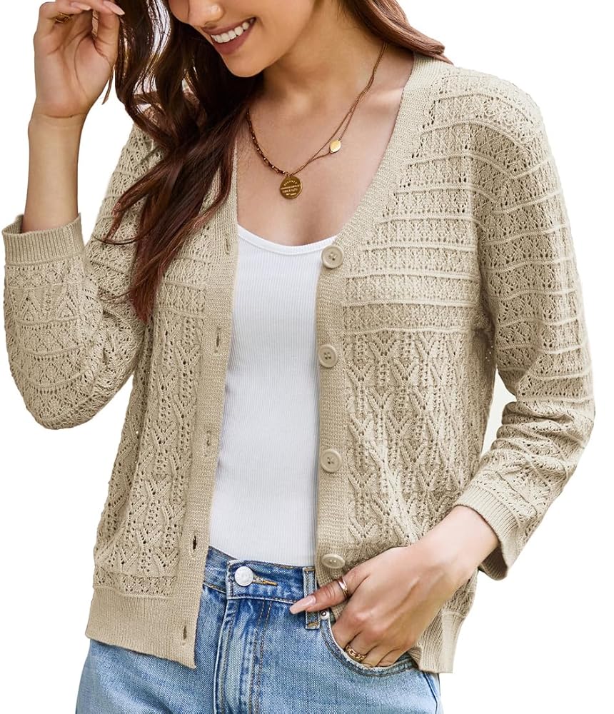 【SCENERITY】V-neck summer cardigan Women Button Front Drop Shoulder Knit Cardigan Vest V-Neck