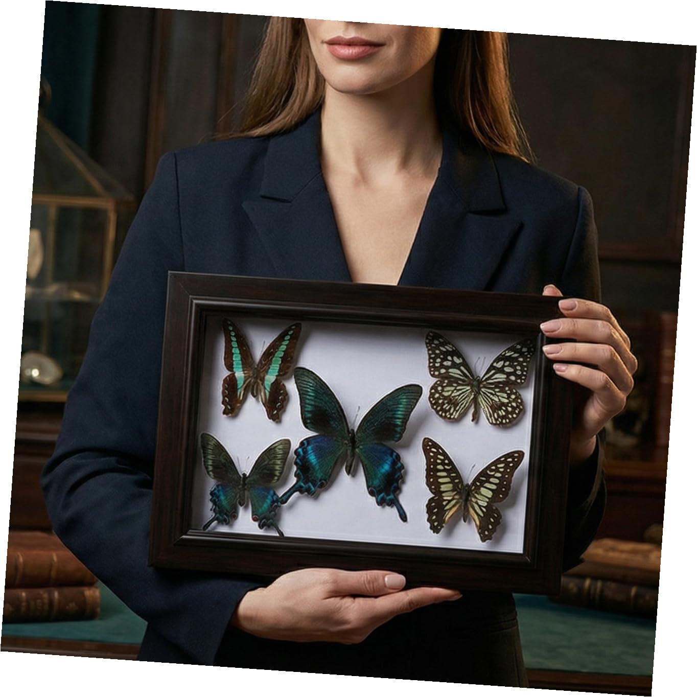 KOMBIUDA Marco de Madera para Mariposas con Espécimen Real, Decoración de Pared y Escritorio, Accesorio para Fotografía, Adecuado para Coleccionistas y Decoración de Sala de Estar