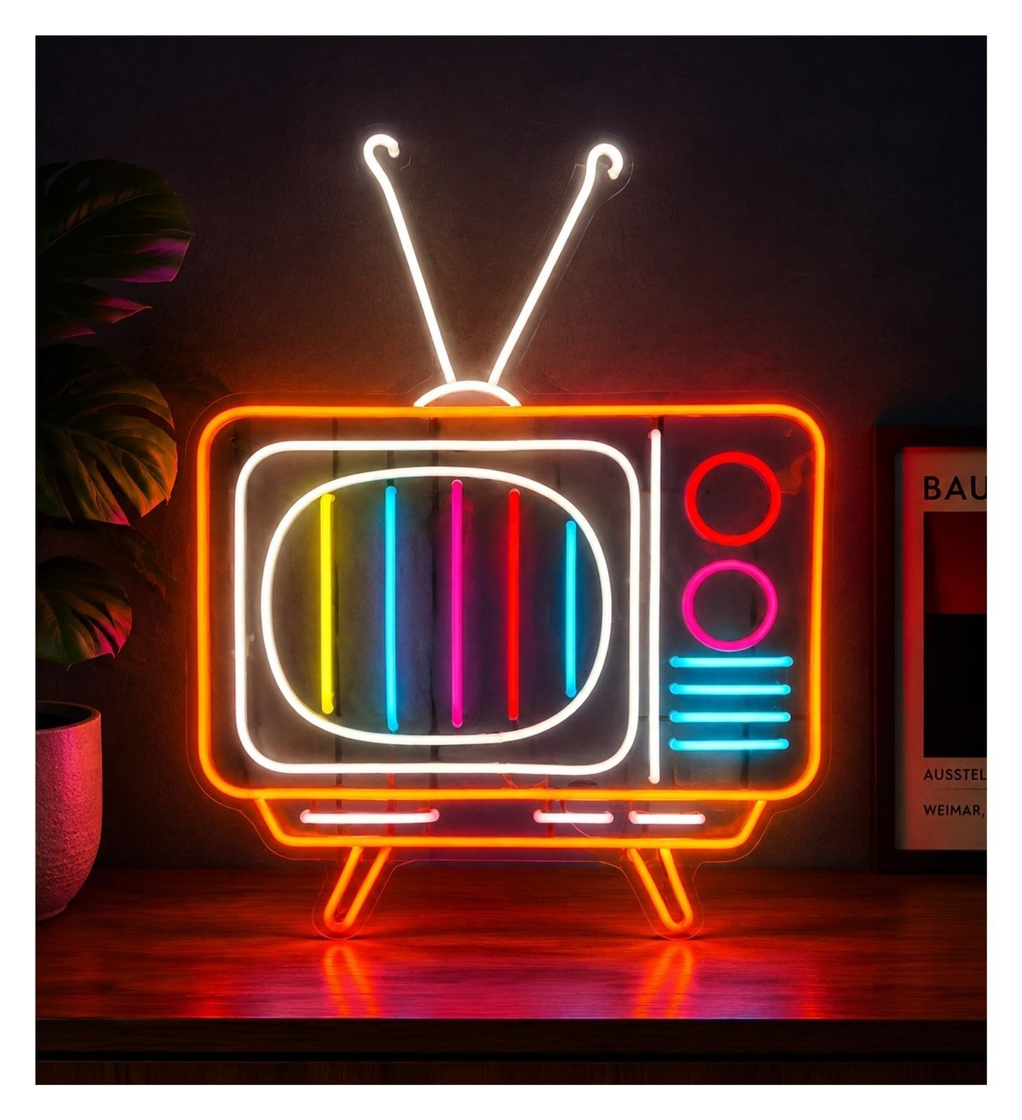 Decoración Lámparas Letrero De Neón Televisión Retro TV