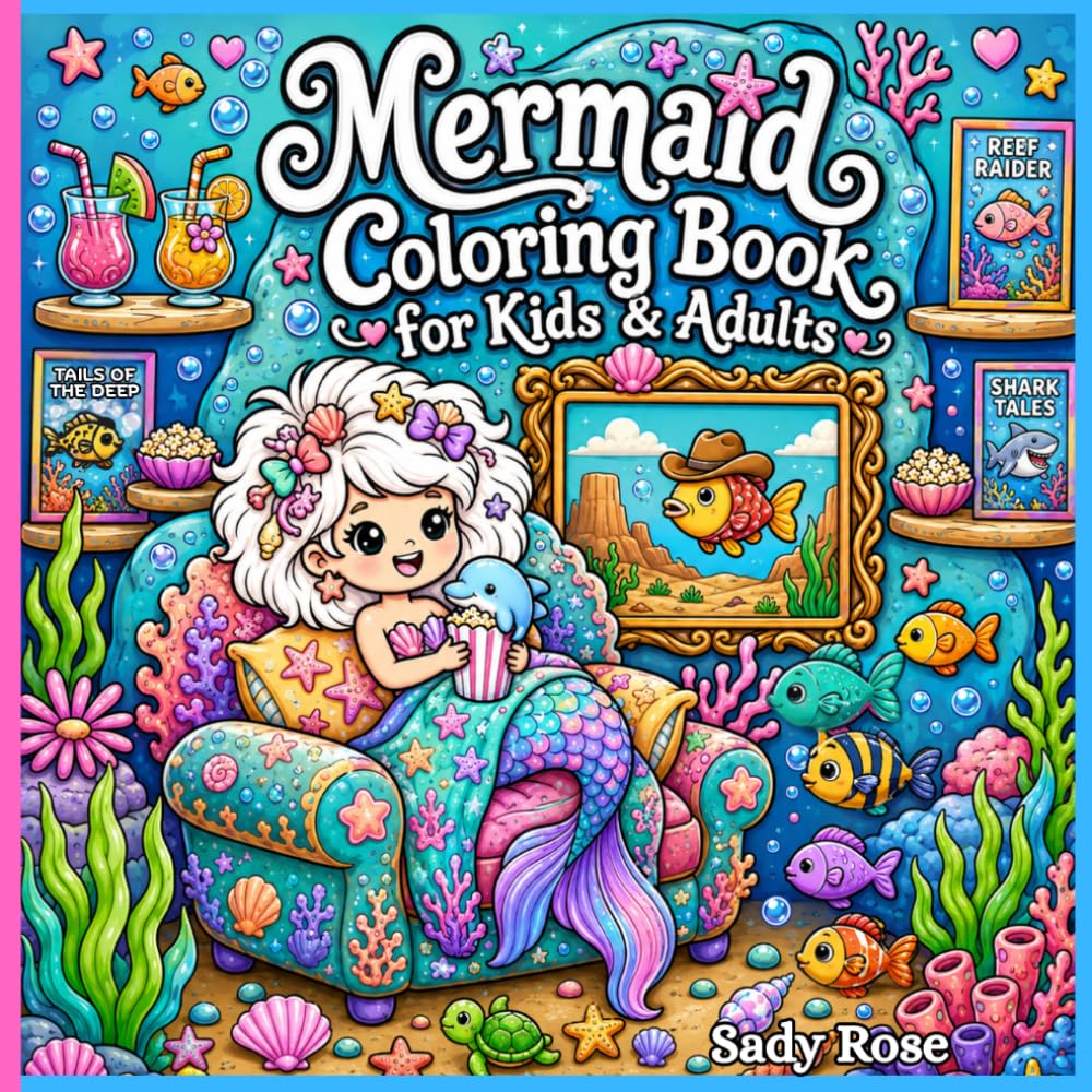 Mermaid Coloring Book for Kids & Adults: Cozy Silly Mermaid Coloring Pages Filled with Magical Sea Life & Underwater Fun