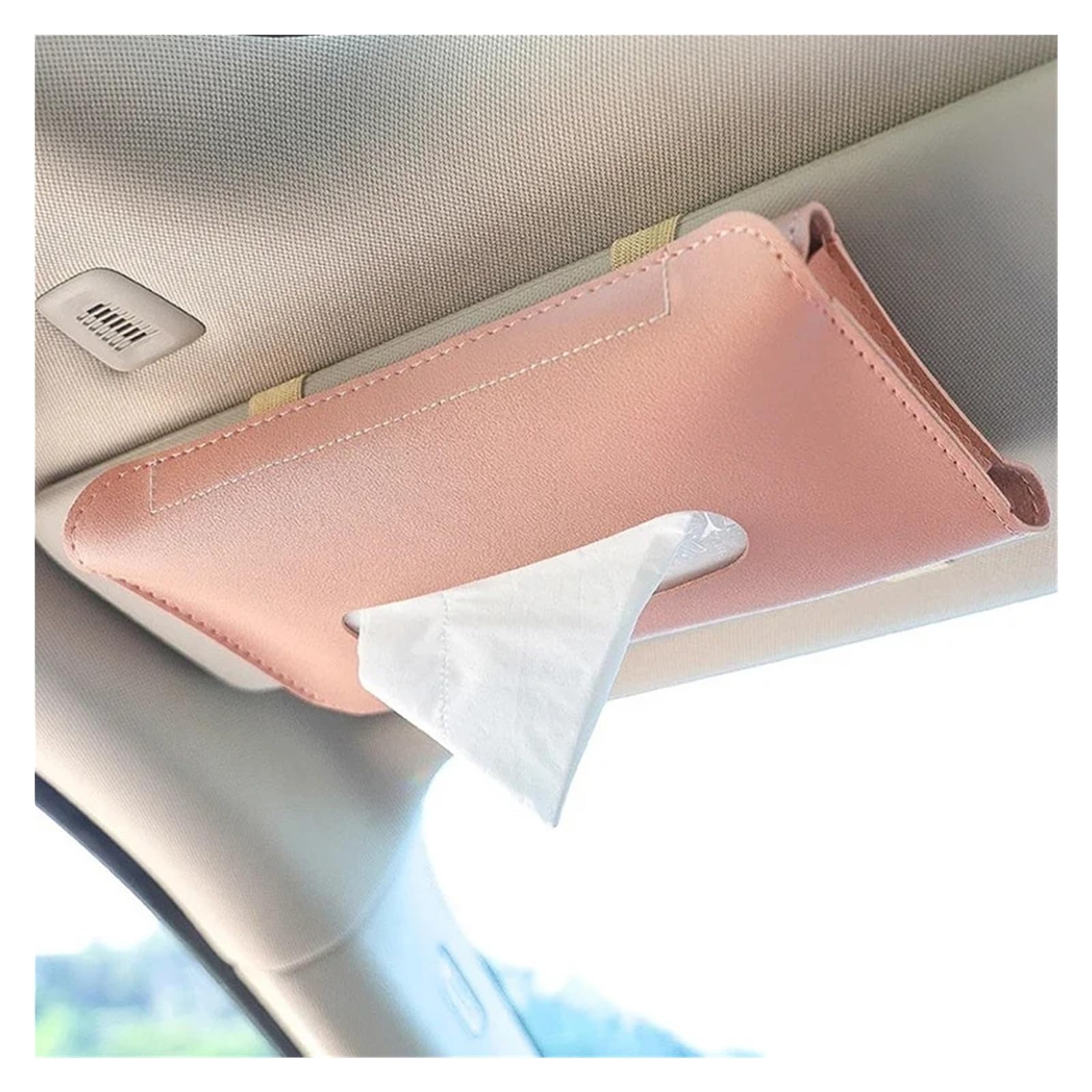 Car Visor Tissue Box Holder 2pc Car Visor Tissue Holder Leather Hanging Paper Towel Clip Napkin Backseat Case(Pink with clip)