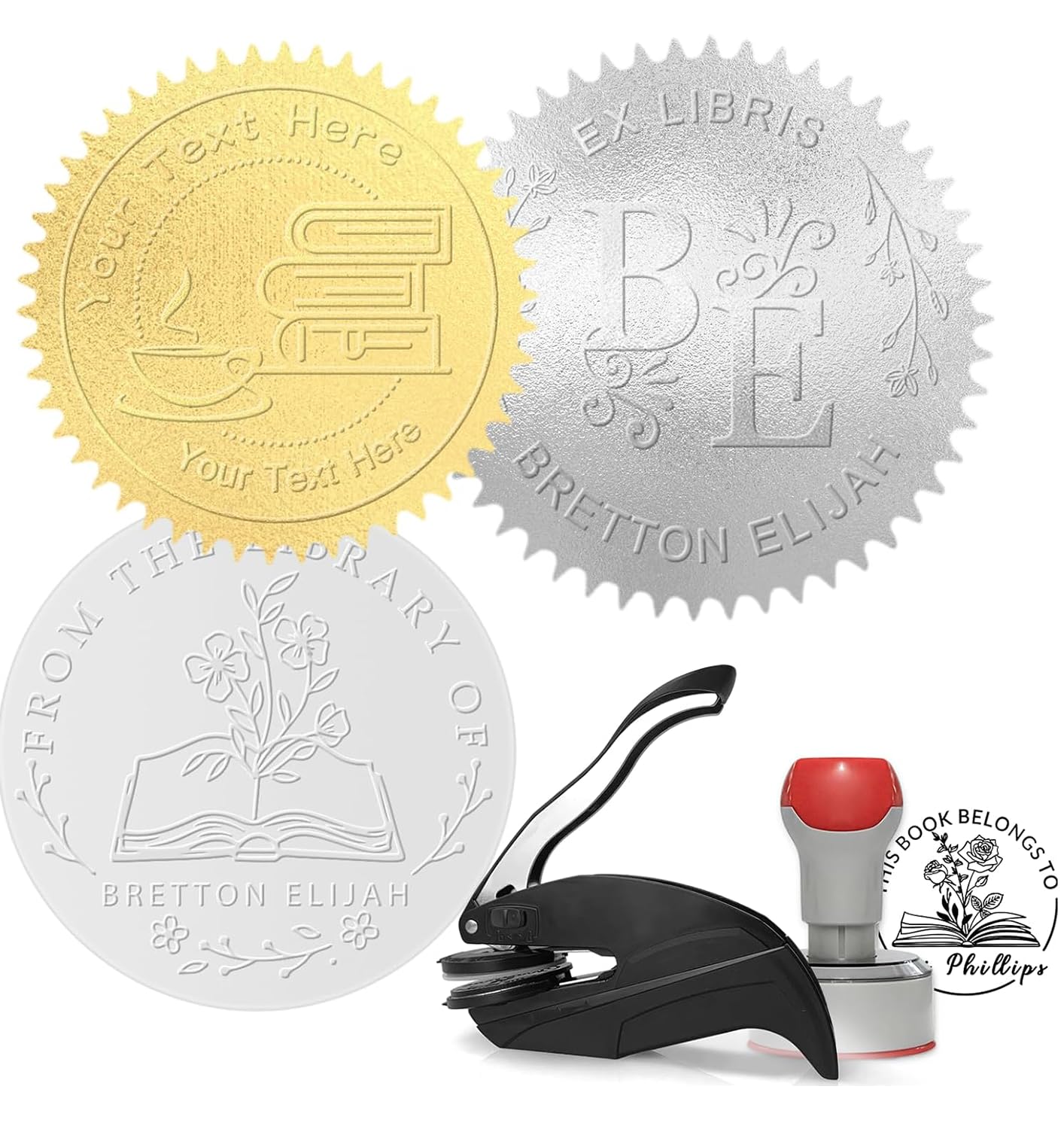 ShAxzHen Personalised Book Stamp Custom Stamps for Business Library with Name Customised Personal Seal Book Offices Envelopes Invitations Gifts