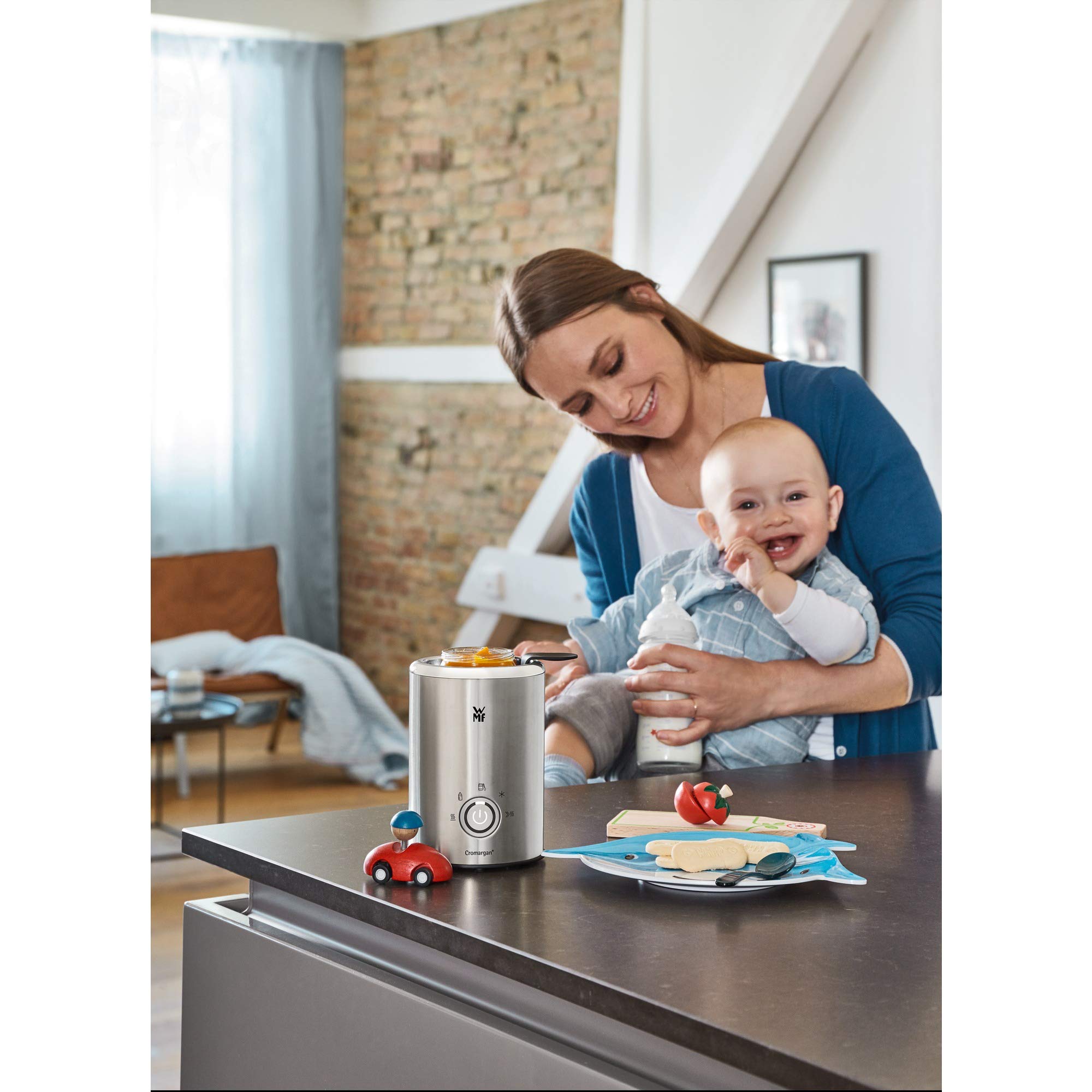 WMF Lono Babykost- und Fläschchenwärmer, 5 Funktionsprogramme, Flaschen-Durchmesser bis zu 72mm, 140 W, edelstahl/matt