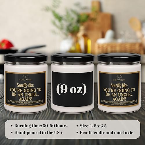 Miniatura 7 de Vela huele a que vas a ser un tío otra vez, anuncio de embarazo para tío, regalo de anuncio de embarazo para tío, 9 onzas (cosecha de manzana)