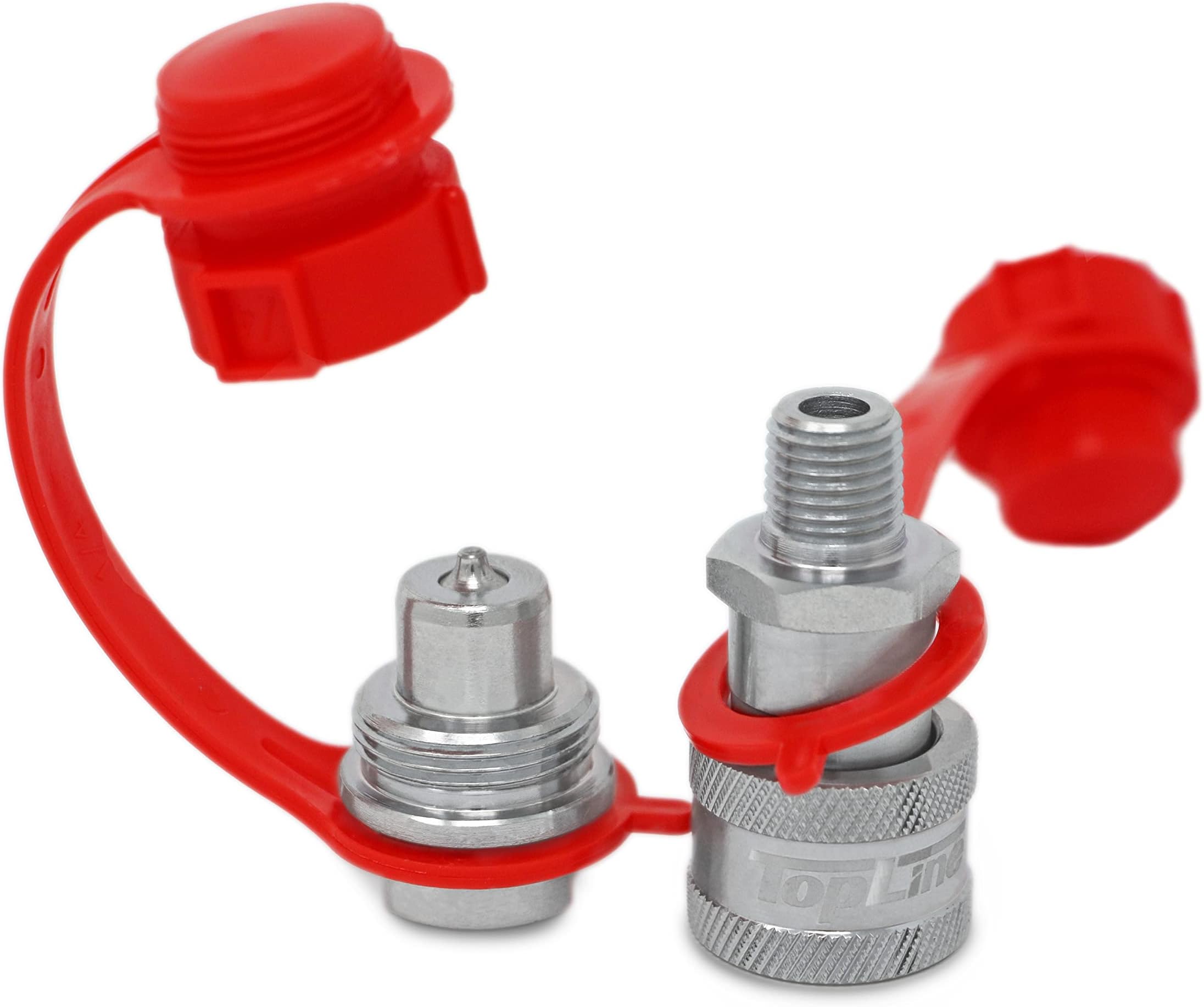 1/4" Hydraulic Quick Coupler Set (TL80) | 10,000 PSI High Pressure | Replaces Enerpac C-604 | Heavy Duty | Dust Caps Included | Industrial & Construction Equipment