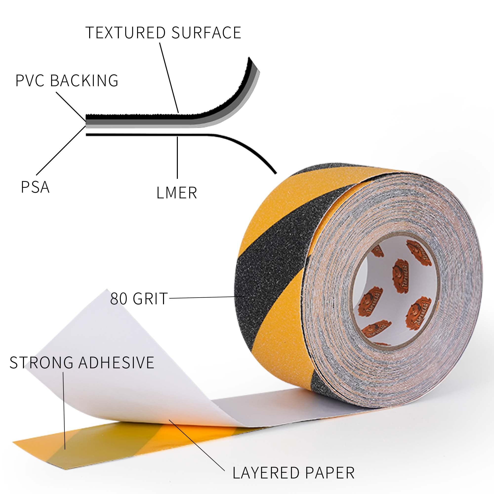TAPEBEAR Anti Slip Tape Black And Yellow, 16 Rolls Hazard Safety Tape, Non Slip Caution Tape Roll - Image 3