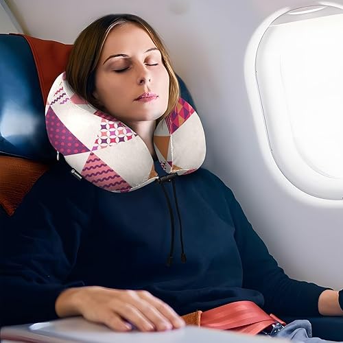 Miniatura 6 de Joisal Almohadas portátiles del viaje del patrón geométrico del triángulo, almohadas en forma de U para el avión, almohada del cuello de los niños