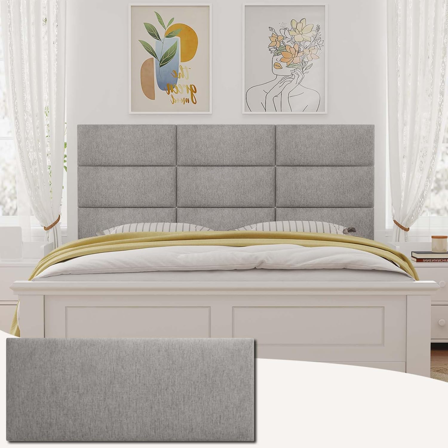 Yojoker Upholstered Wall Mounted Headboard, 3D Soundproof