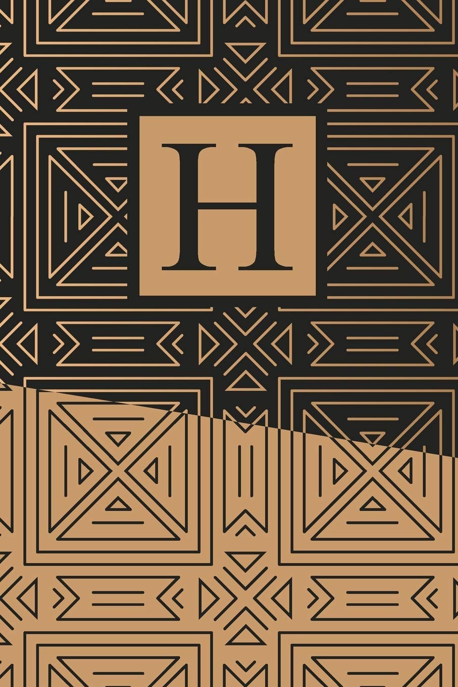 H: Art Deco Initial H Monogram Notebook, H Monogrammed Journal Gift
