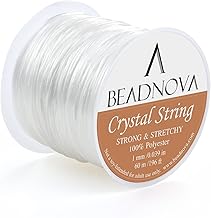 BEADNOVA 1mm Elastic Stretch Crystal String Cord for Jewelry Making Bracelet Beading Thread 60m/roll (Clear White)