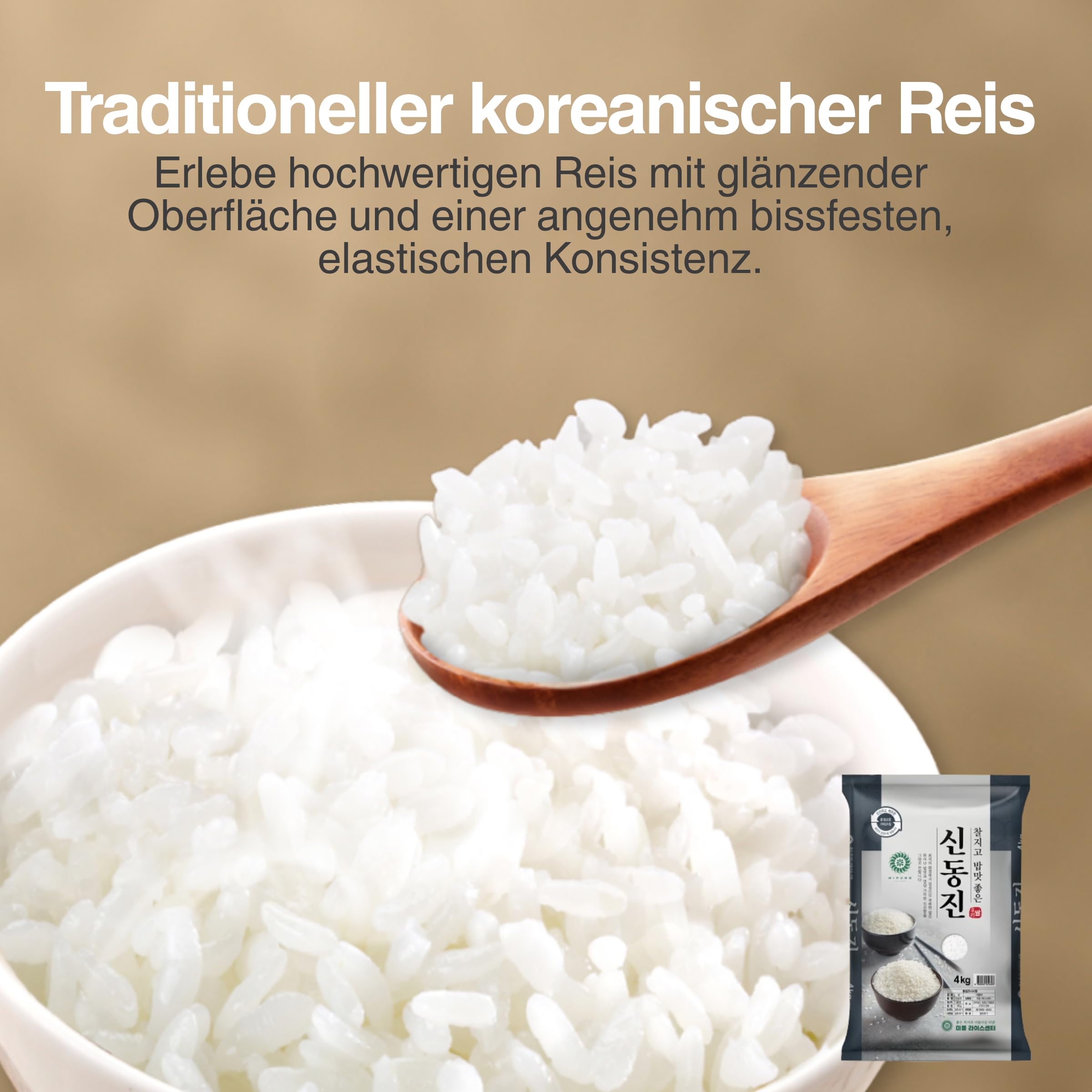 MIPUNG Premium Shindongjin Reis 4kg | Hochwertiger Koreanischer Reis | Glänzende, Feste Körner | Für Sushi, Bibimbap & Reisgerichte