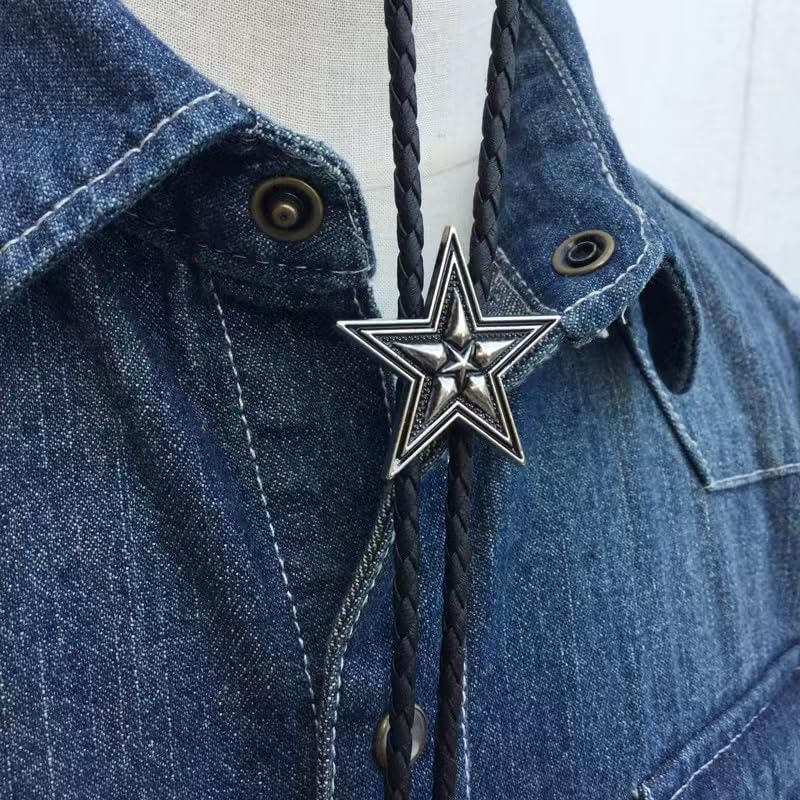 Image of GelConnie Bolo Ties for Men Women Western Cowboy Tie Mens Western Necklace Leather Necktie Gold Bolero Tie Cowboy Necklace