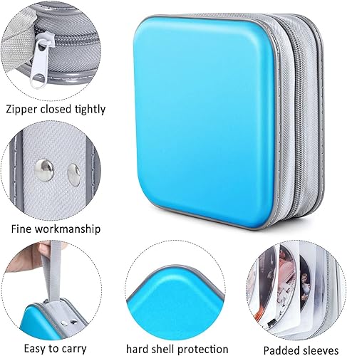 Miniatura 26 de Funda para CD, soporte para cartera de DVD, funda para CD/DVD, 40 discos, bolsa resistente, carpeta de almacenamiento, álbum (puple)