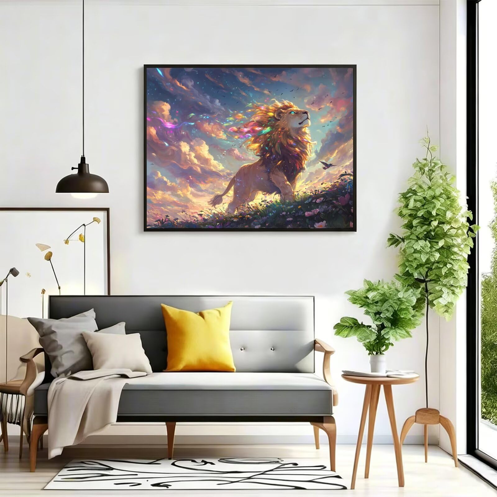 Pintar por Numeros León Pinturas Acrilicas Fantástico Pintura por Numeros Lienzos para Pintar, Pintura Acrilica Manualidades, Decoración para Hogar, Regalos Cumpleaños, 90x120cm Sin Marco, q-794