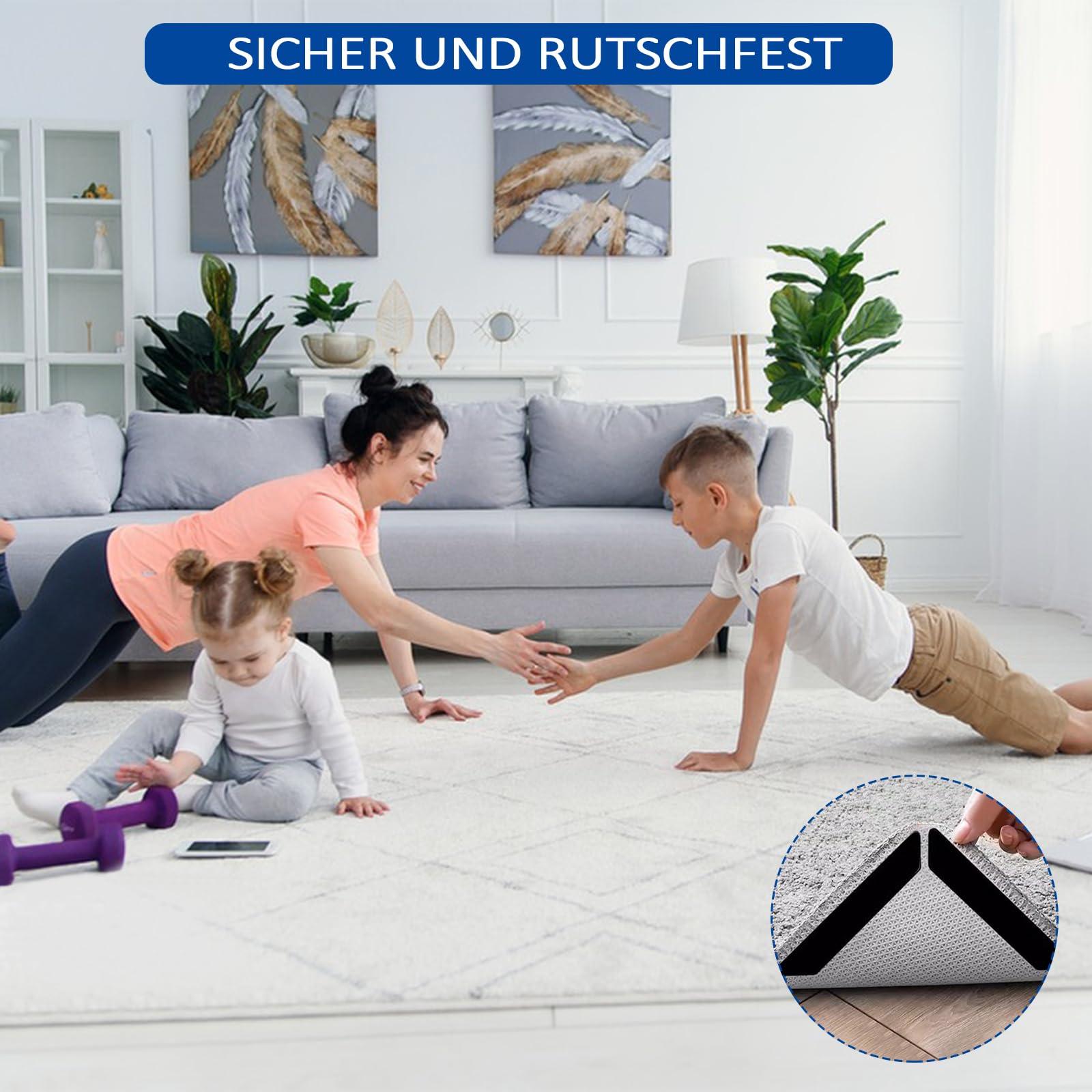 30 Piezas Pinzas para Alfombras, Alfombra Antideslizante, Reutilizable und Lavable Bases Antideslizante Colchon, Adhesivo de Alfombra para Cocina, Baño, Salón, Dormitorio, Oficina, Negro