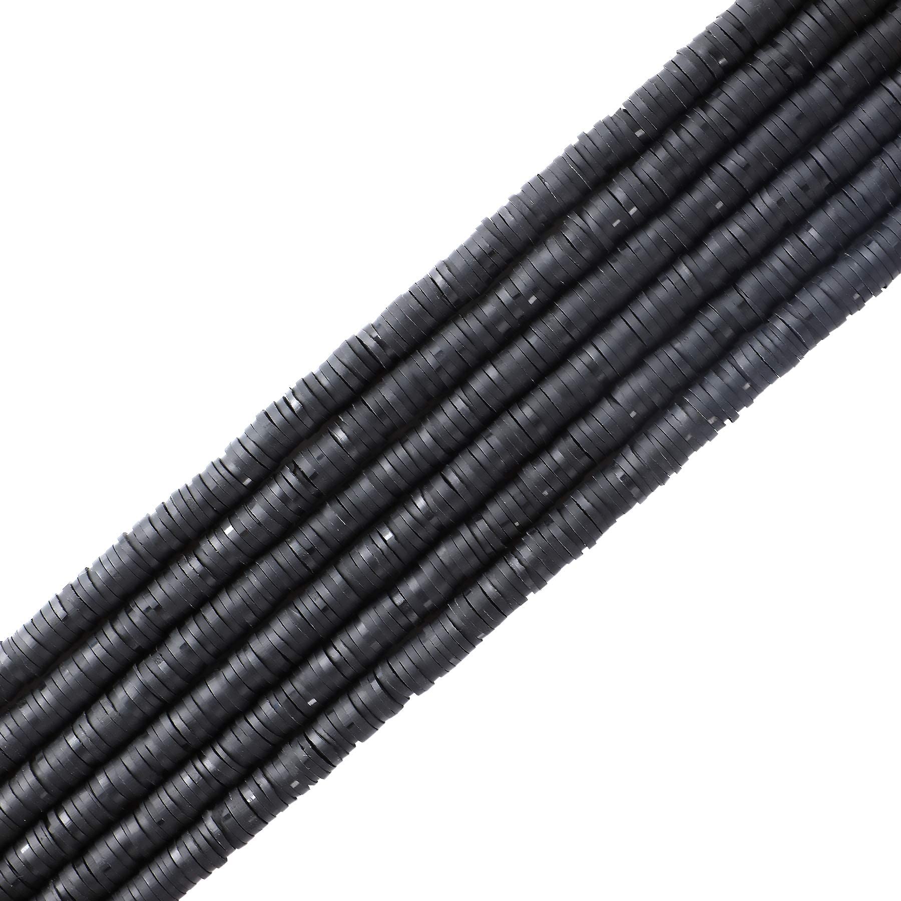 KASTWAVE Clay Beads, Round Handmade Heishi Beads, 2100 Pcs Polymer Flat Beads, Beads for Jewelry Making, for Necklace Jewelry Bracelet Earring Pendant and Anklet Craft Making DIY Craft Kit (Black)