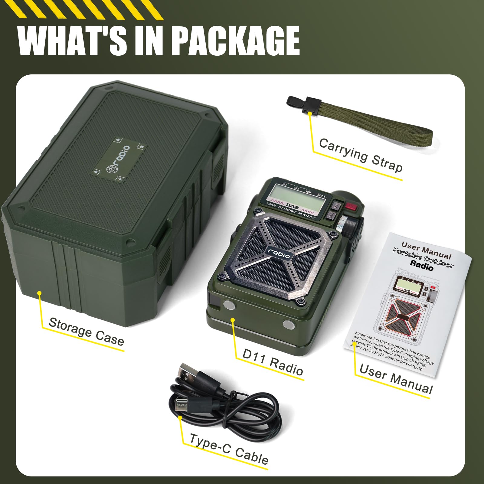 Radio DAB e FM portatile con Bluetooth 5.3, radio solare, batteria ricaricabile da 4000 mAh, radio a manovella con SOS, torcia, jack per auricolari, scheda SD, USB, radio a carica di emergenza