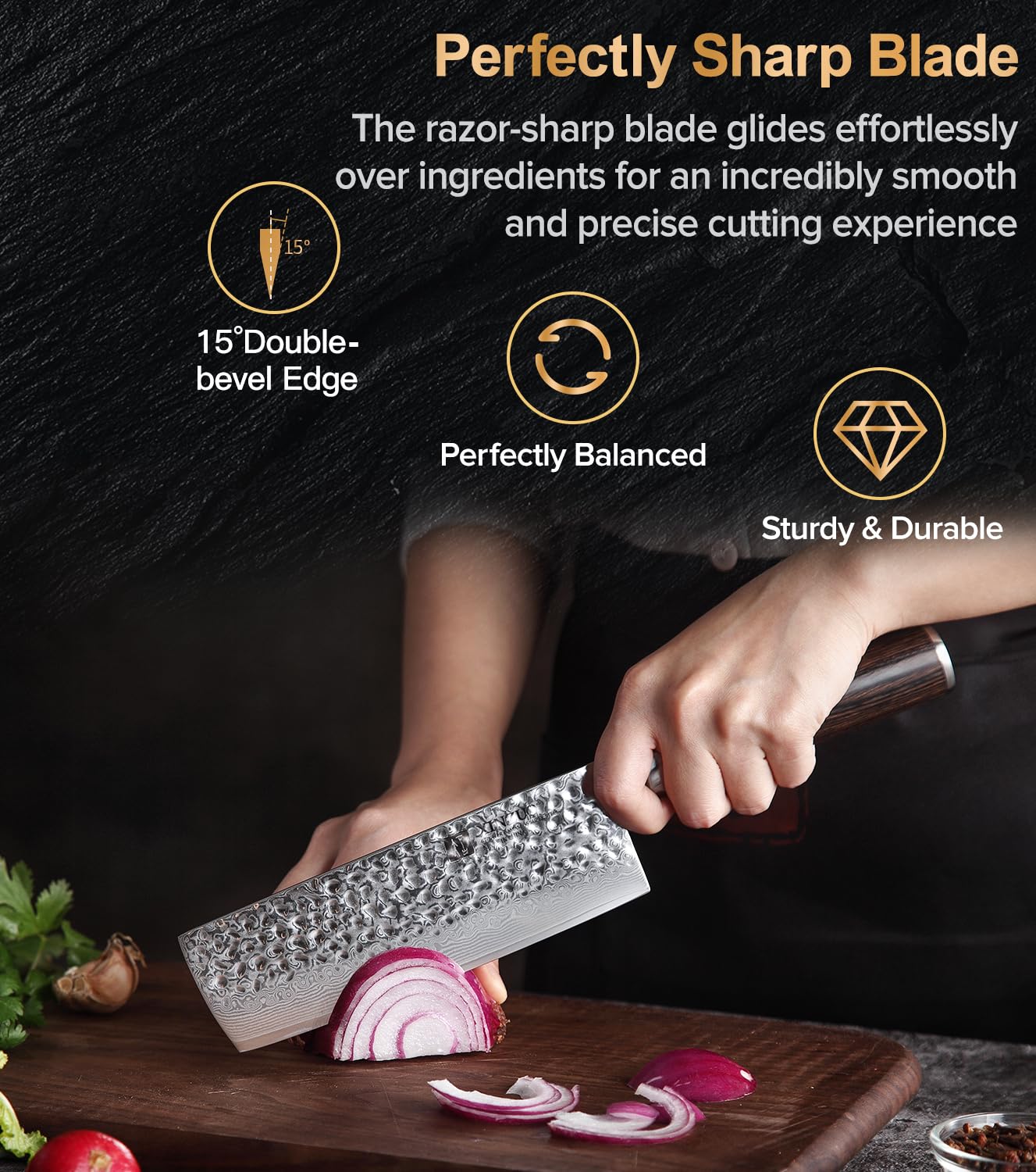 XINZUO 5 Pièces Ensemble de Couteaux de Cuisine Finition Martelée 67 Couches Acier Damas Tranchant Couteau de Chef Santoku Nakiri Universel Fruits Couteaux professionnels -Poignée en Bois de Pakka
