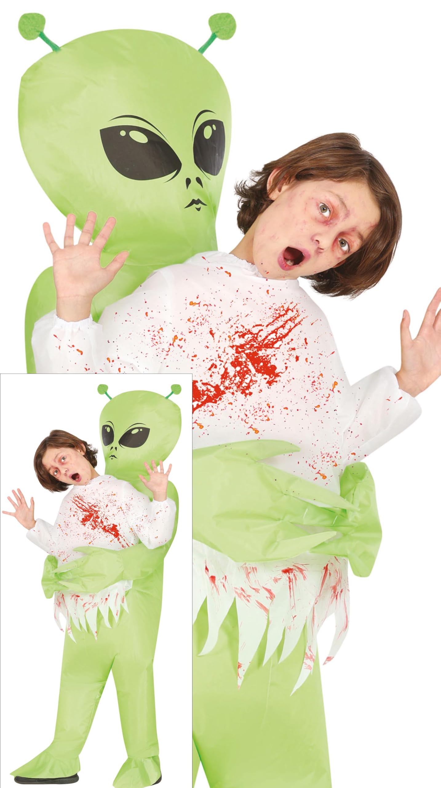 FIESTAS GUIRCA Abducted by an Alien Inflatable Kids Fancy Dress Costume - Extraterrestrial Carrying a Child Costume - Girls & Boys Halloween Costumes Age 7-9 Years