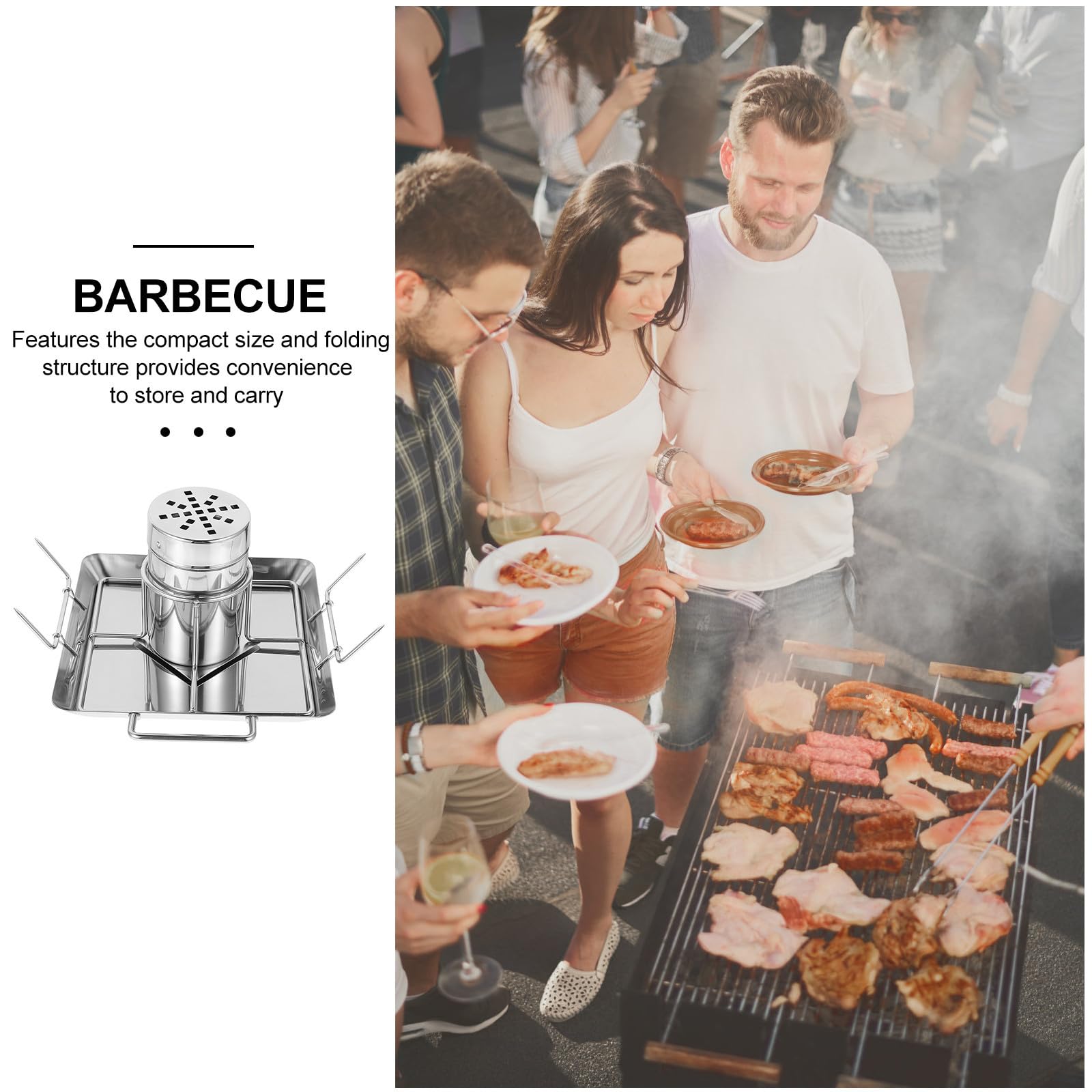 INOOMP Vassoio per Pollo da Barbecue, Acciaio Inox, Smontabile