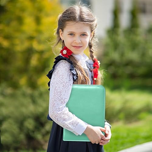 Miniatura 5 de Medium Aquamarine Binder Cards in Durable PU Leather, Secure Zippered Design, Double Sided Binder