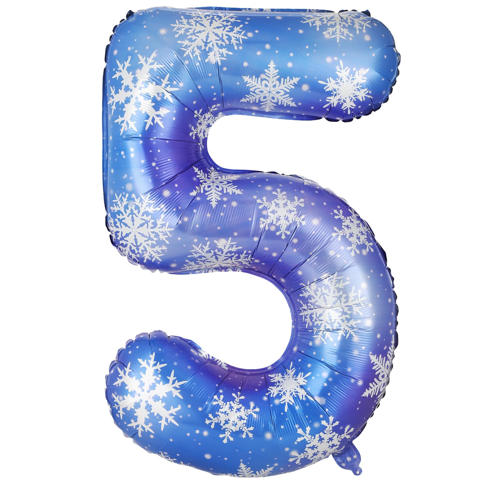 40 Inch Blue Snowflake Balloon Number Birthday Balloons Decorations for Girls Birthday Snowflake Themed Party Supplies Winter Party Decorations(Number 5)
