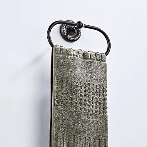 Miniatura 9 de Anillo de toalla retro de metal, toallero negro, toallero, soporte para toallas de baño, soporte para toallas de montaje en pared, toallero