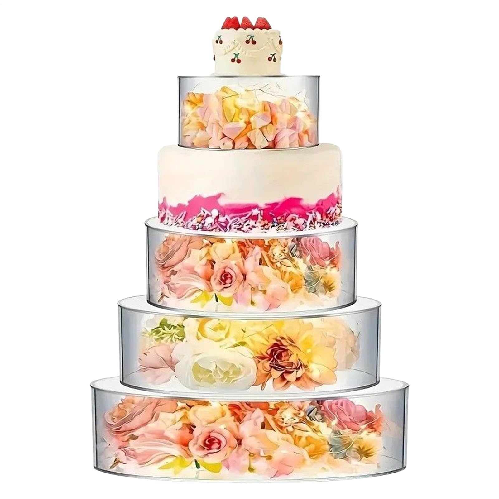Genérico Soporte Cupcakes 4 Niveles Rellenable Y Apilable Para Servir | Para Servir Postres y Tartas de Boda Para Decoración Mesa Bodas Cumpleaños Buffet Eventos Celebración Galletas Dulces