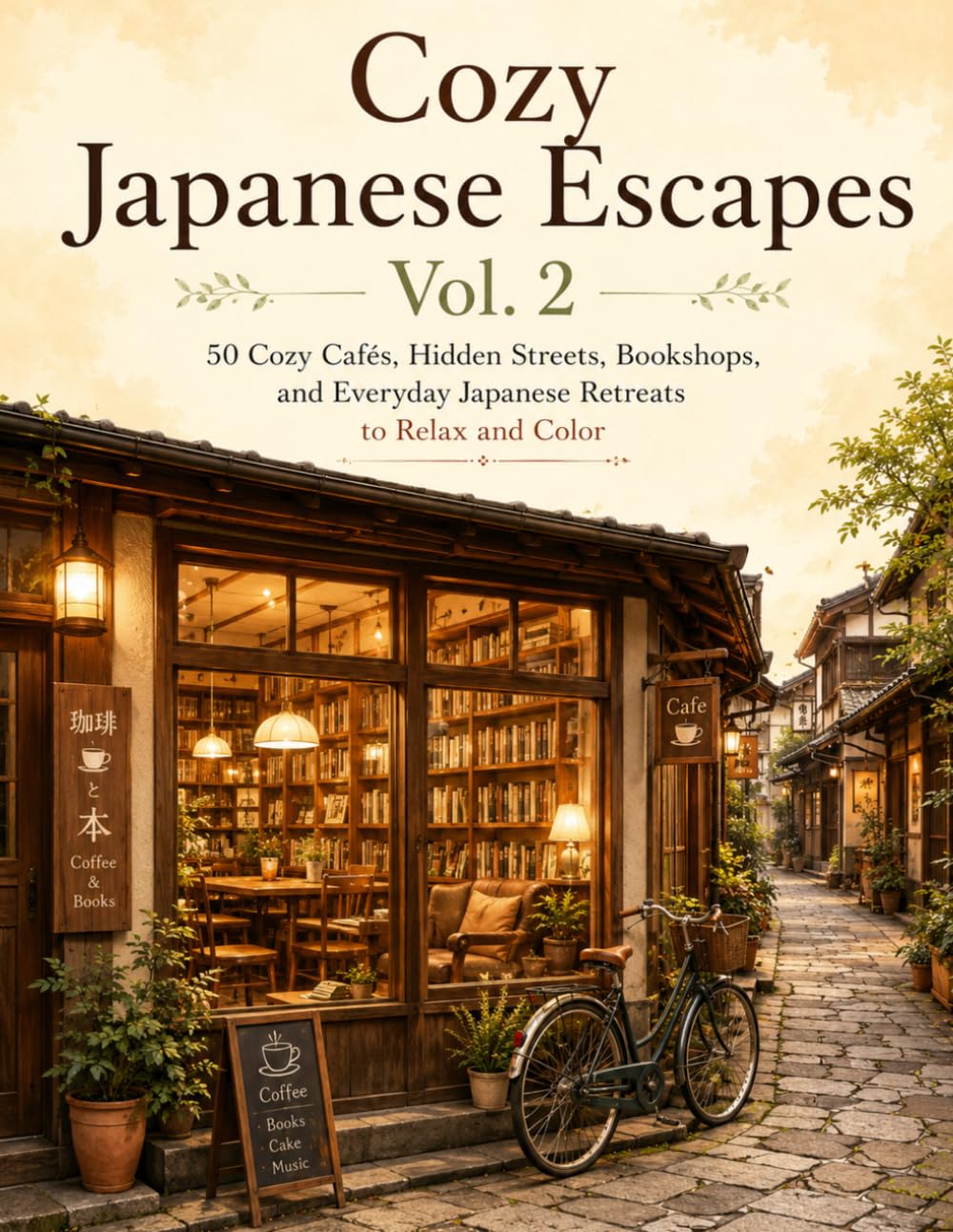 Cozy Japanese Escapes Vol. 2: 50 Cozy Cafés, Hidden Streets, Bookshops, and Everyday Japanese Retreats to Relax and Color
