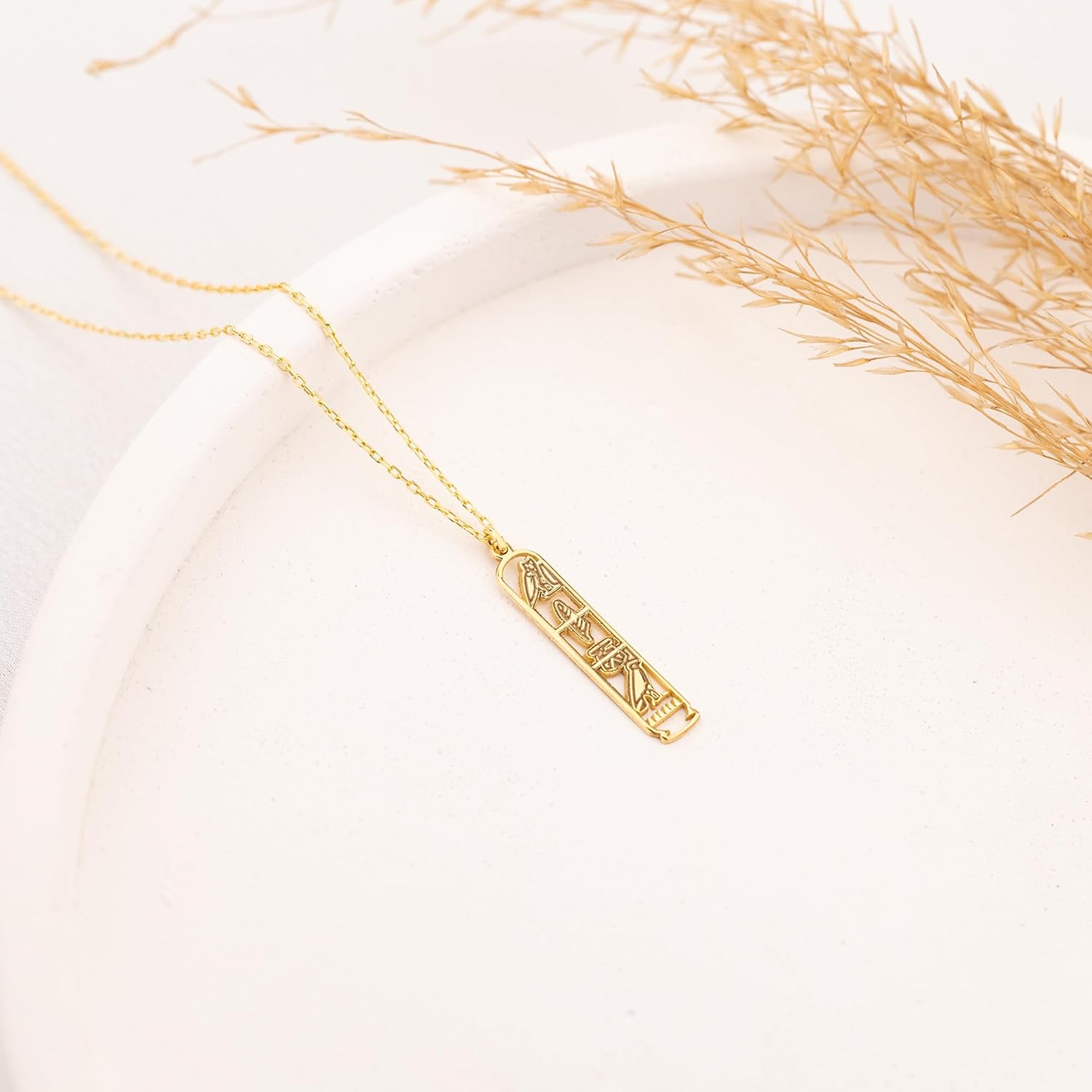 Personalized Egyptian Cartouche Name Necklace | 14K Gold Plated 925 Sterling Silver | Custom Name Pendant, Ancient Egypt Jewelry Gift