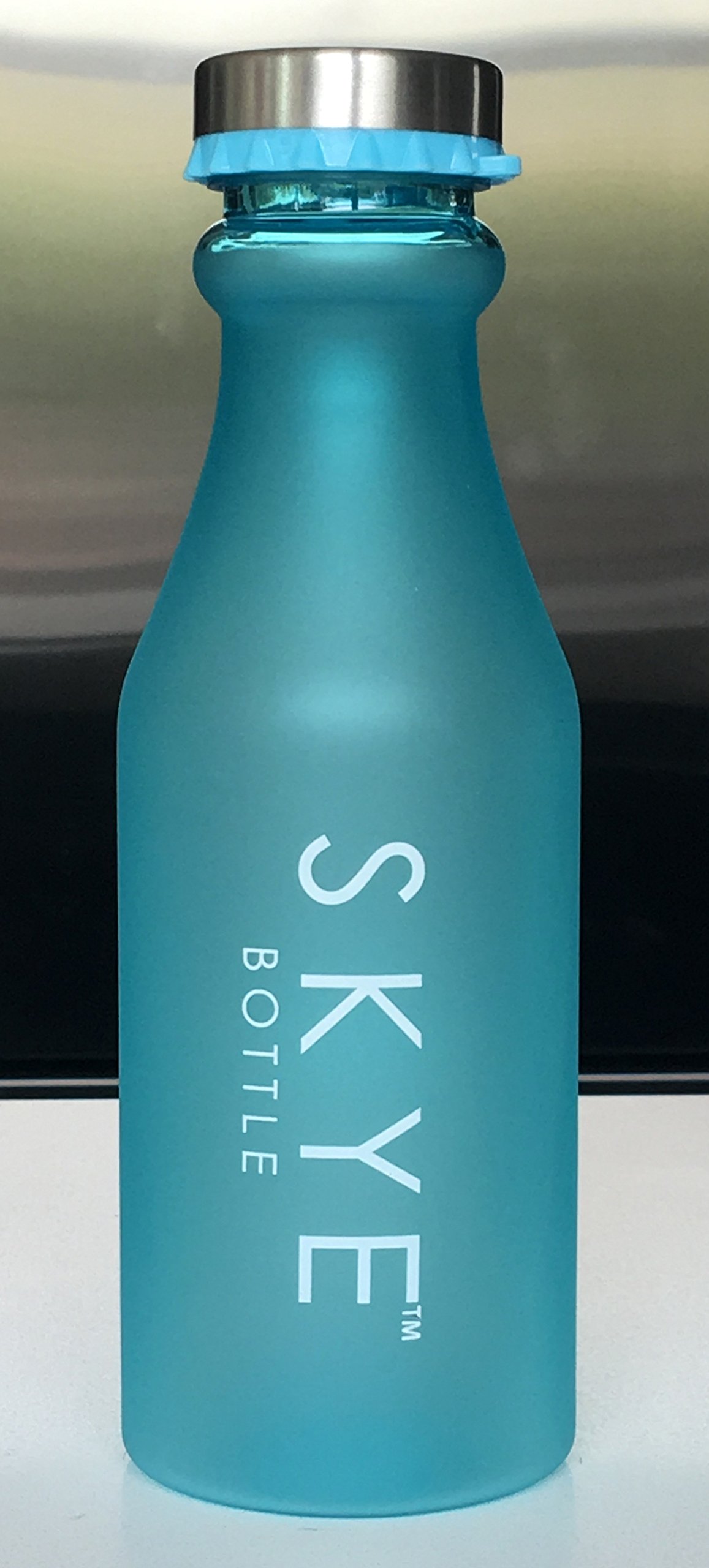 NEW IMPROVED DESIGN with a FREE CAP! Sky Blue COOLEST WATER BOTTLE 18oz Leak Proof BPA Free Sport Wide Mouth Soda - Kids Boys Girls Men Women - Fruits Ice -Office Gym Lunch Beach Summer