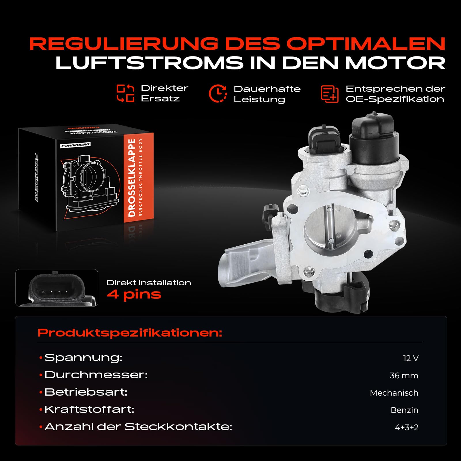 Frankberg Corps D'Accélérateur Compatible Clio II, Clio III, Kangoo, Twingo I 1.2L - Référence 7700108120