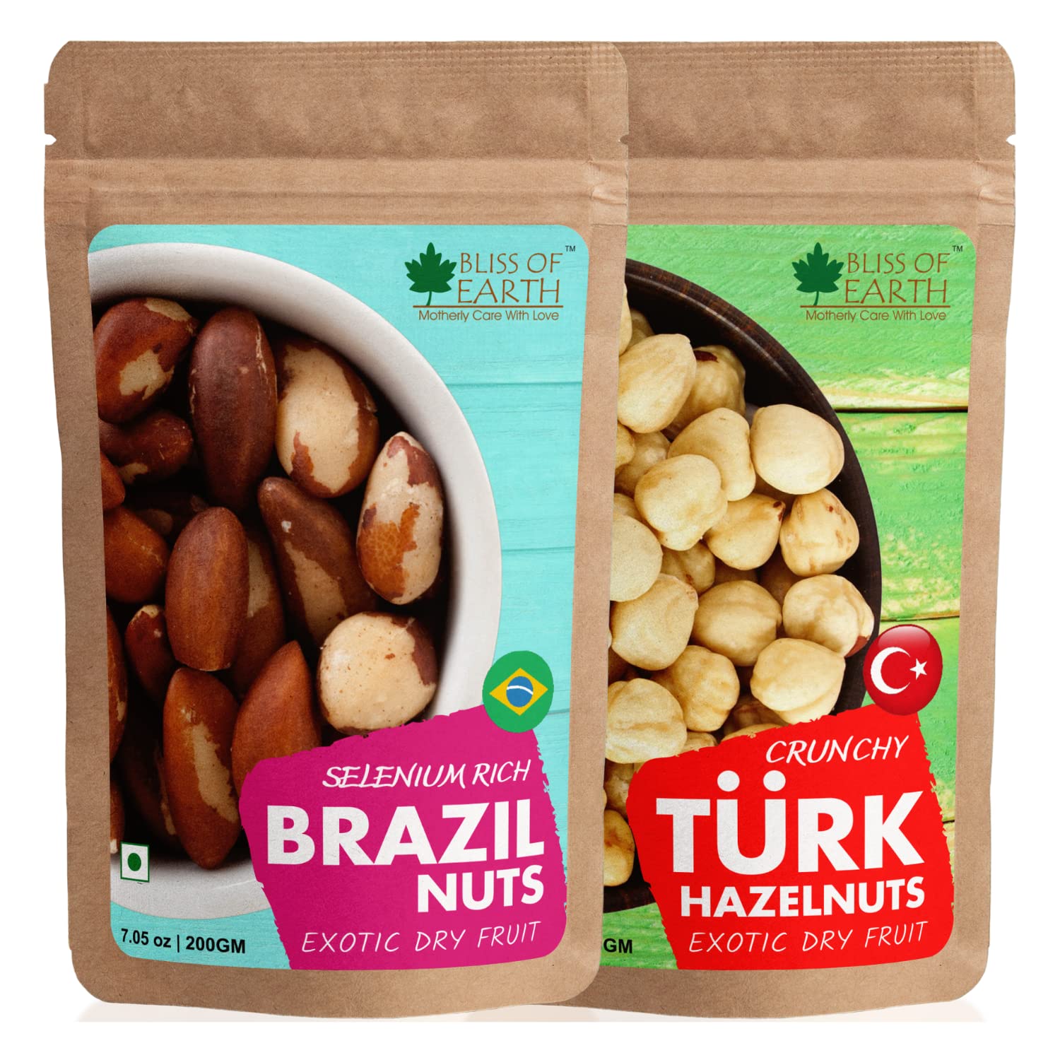 Bliss Of Earth Combo of Healthy Brazil Nuts Selenium Rich Super Nut and Turkish Hazelnuts, Raw & Dehulled, Healthy & Tasty (Pack of 2x200gm) (B0977535L2) Amazon Price History, Amazon Price Tracker