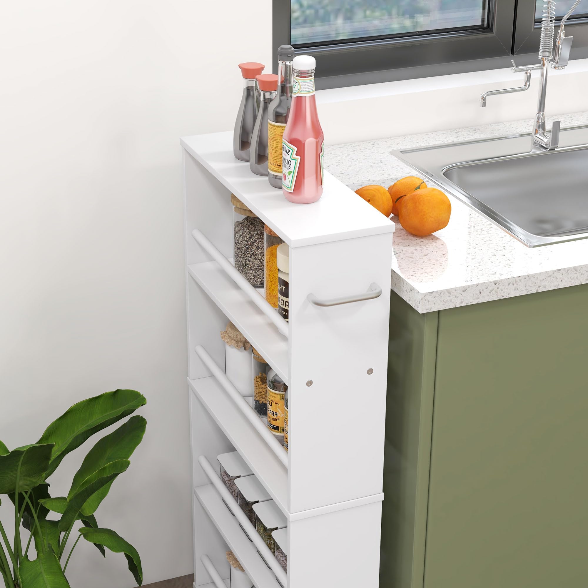 HOMCOM Carrello Servitore 4 Ripiani con Ruote e Maniglie Bianco