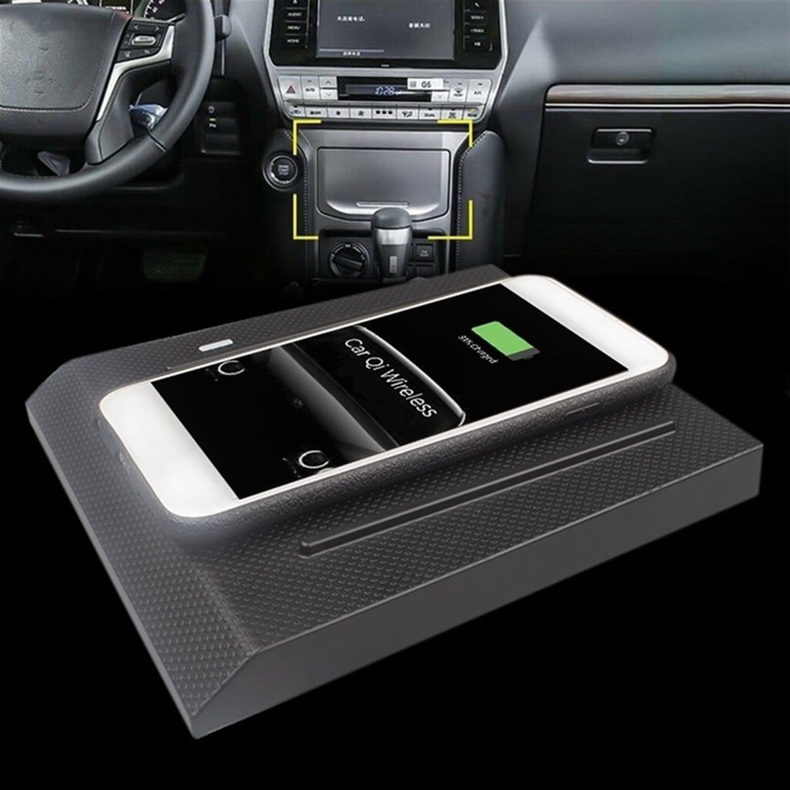 For Prado, 2013 2014 2015 2016 2017 2018 2019 Caricabatteria da auto Qi Standard Caricabatteria wireless 15W