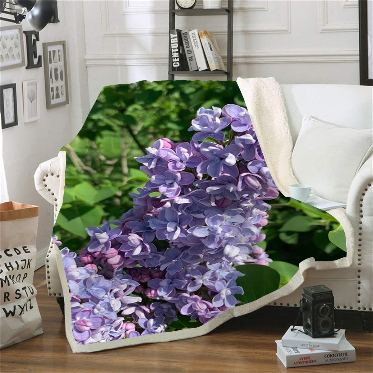 Couverture lilas plaid polaire doux et confortable 130x150