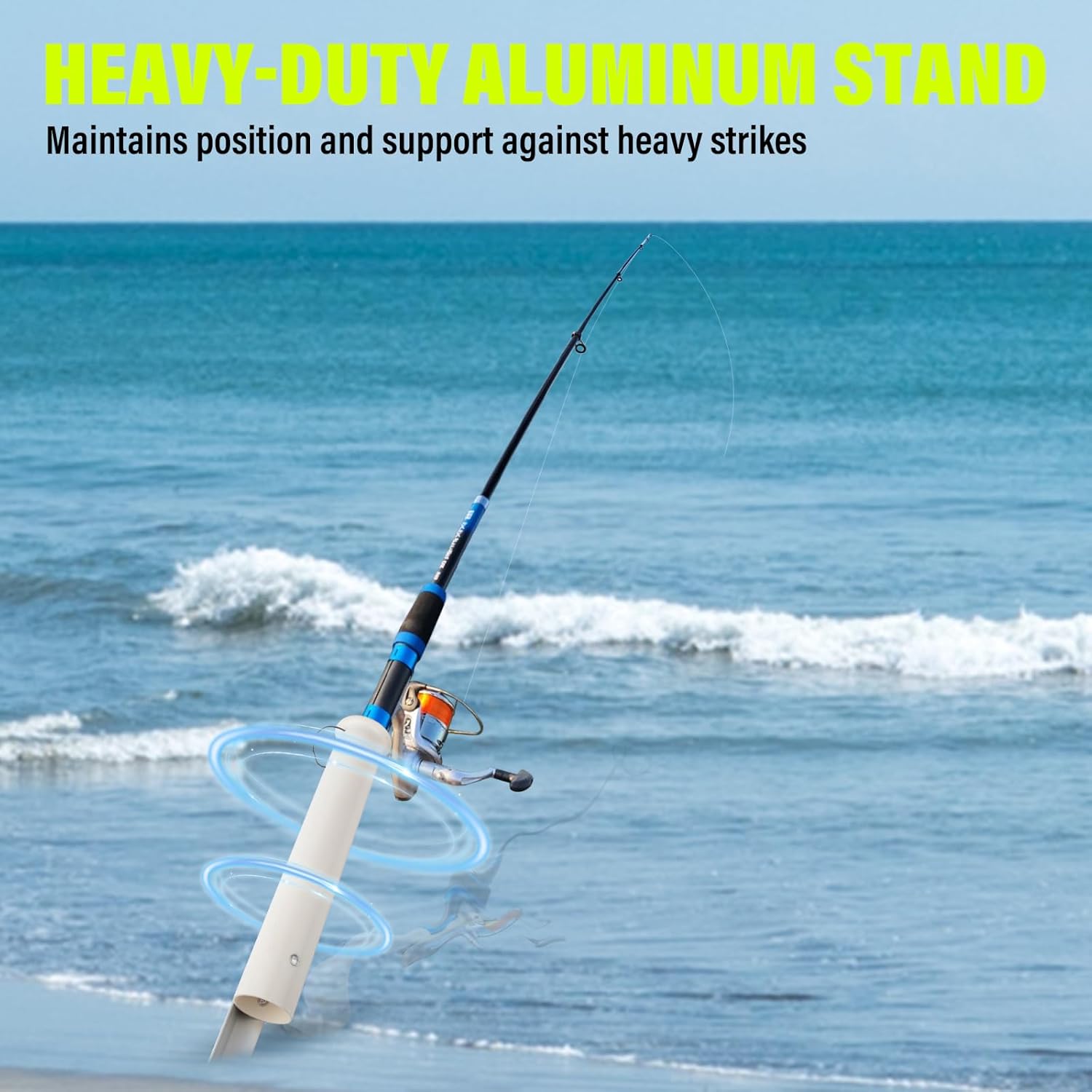 Dr.Fish Sand Spikes PVC Aluminum Surf Fishing Rod Holder, Beach Fishing Rod Holder, Portable Pole Holder Saltwater & Freshwater Shore Use River Bank