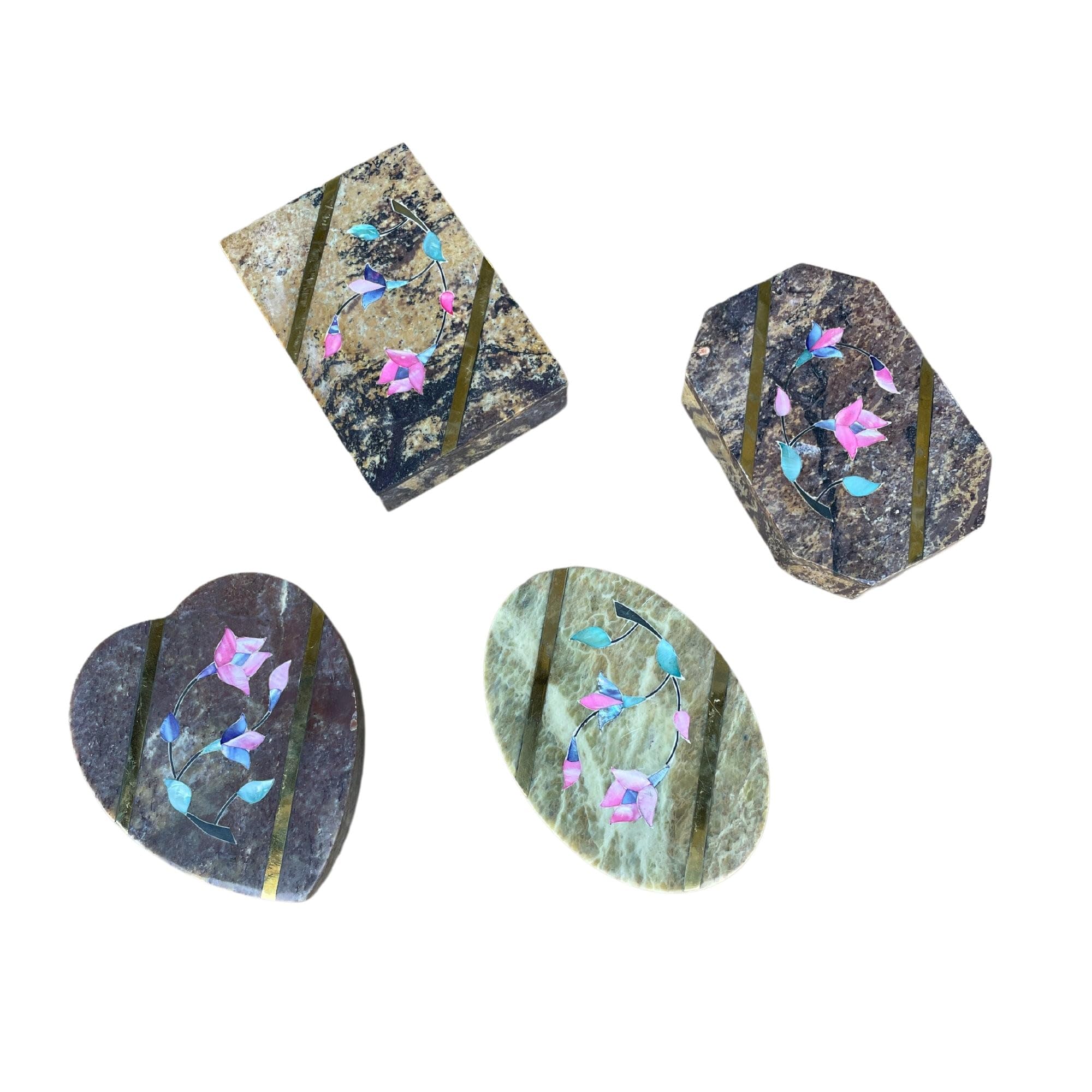 India Overseas Trading CorporationIndia Overseas Trading Corporation Set of 4 Soapstone Trinket Boxes - 4-inch Elegance