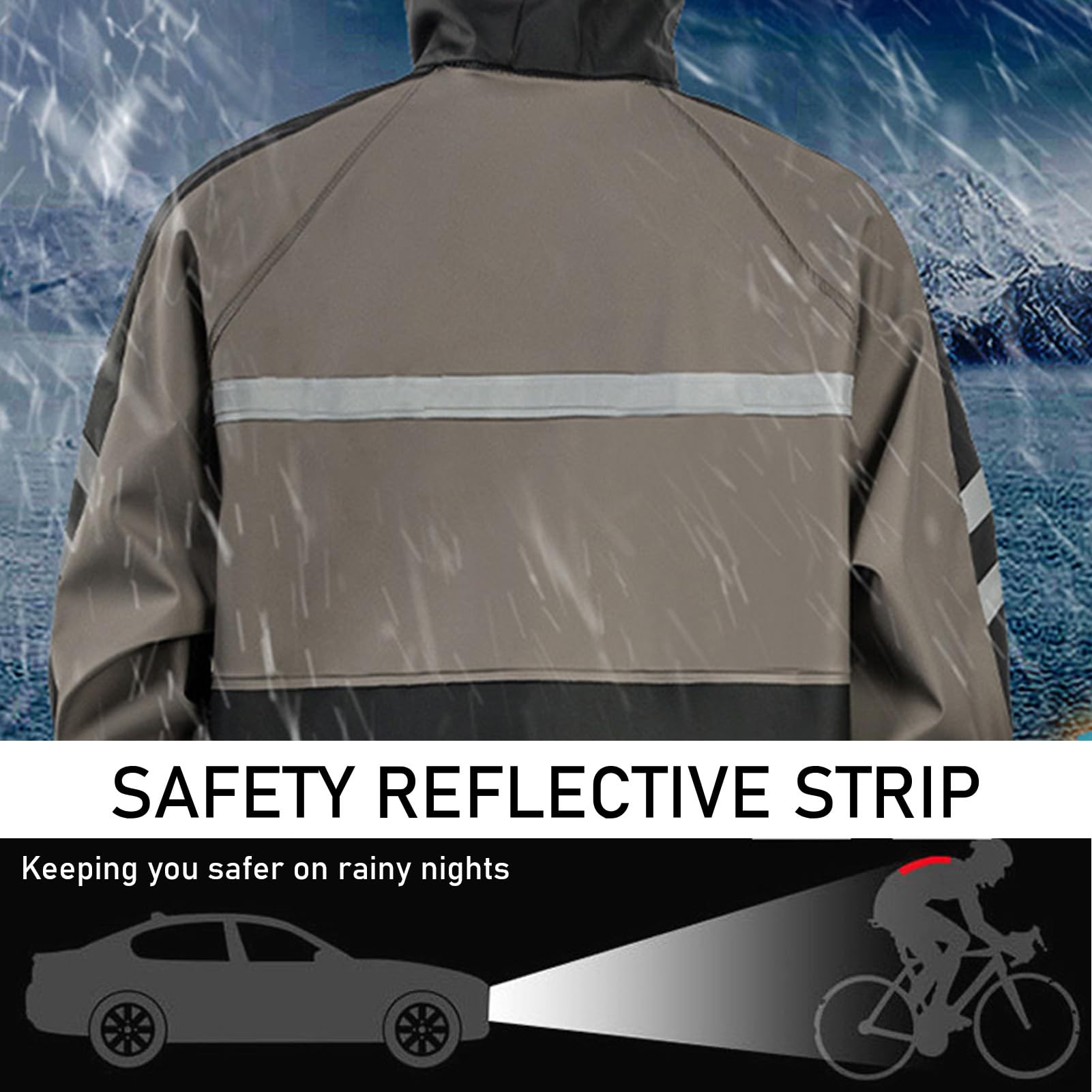 Regenanzug Strickgewebe wasserdichte Sicherheit Reflektierende Regenjacke Ganzkörper Regendichte Regenjacke Regenhose