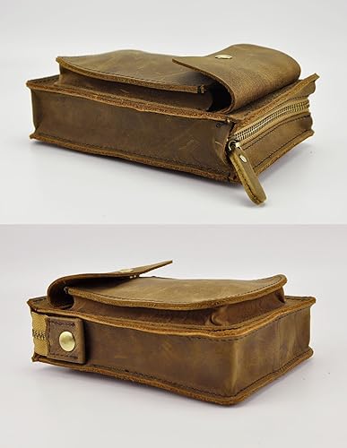 Miniatura 4 de Leaokuu Bolso de hombro para hombre de cuero de moda de diseñador casual mensajero organizador de la caza Fanny cintura cinturón bolsa paquete