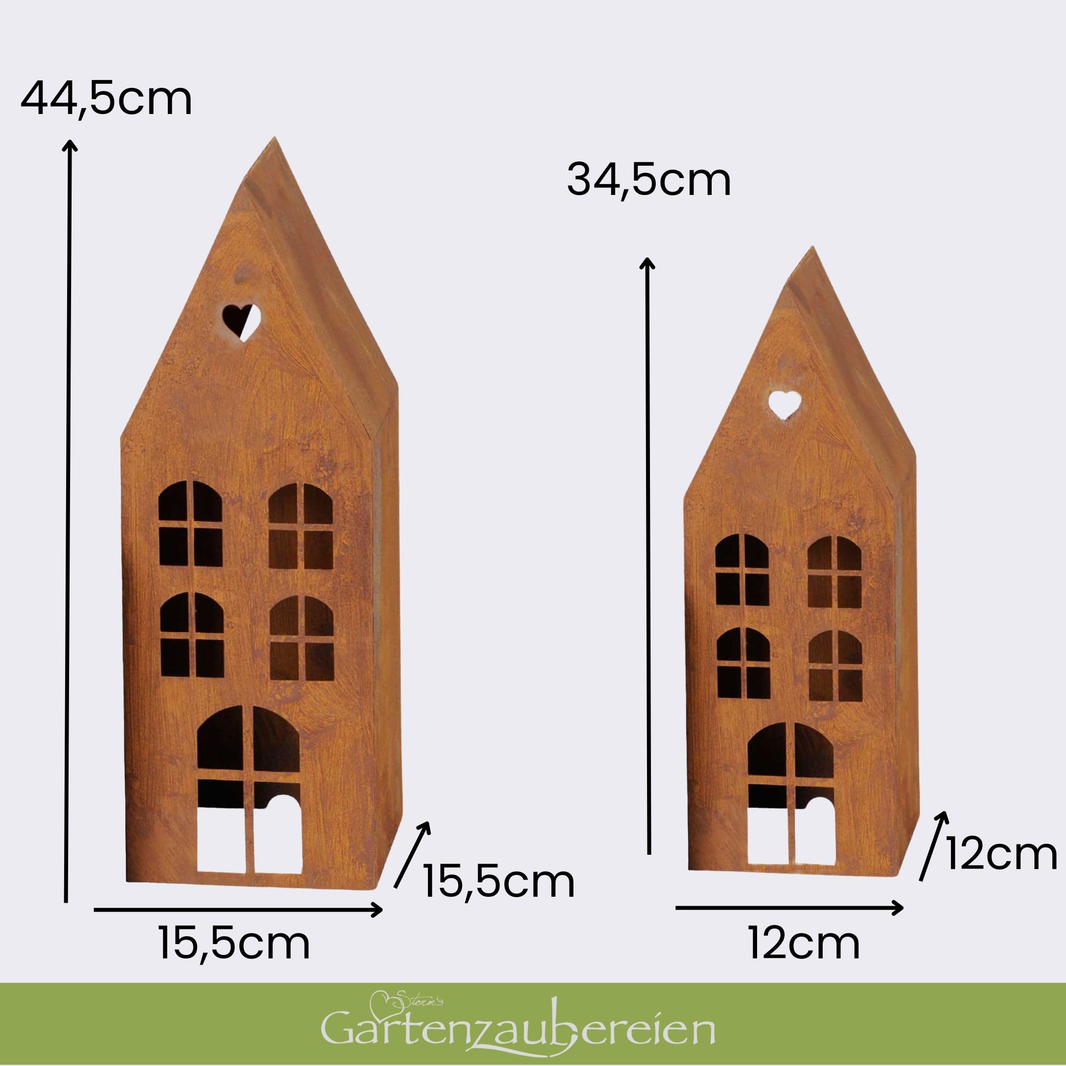 Haus in Rostoptik 2er Set Lichthaus Windlicht
