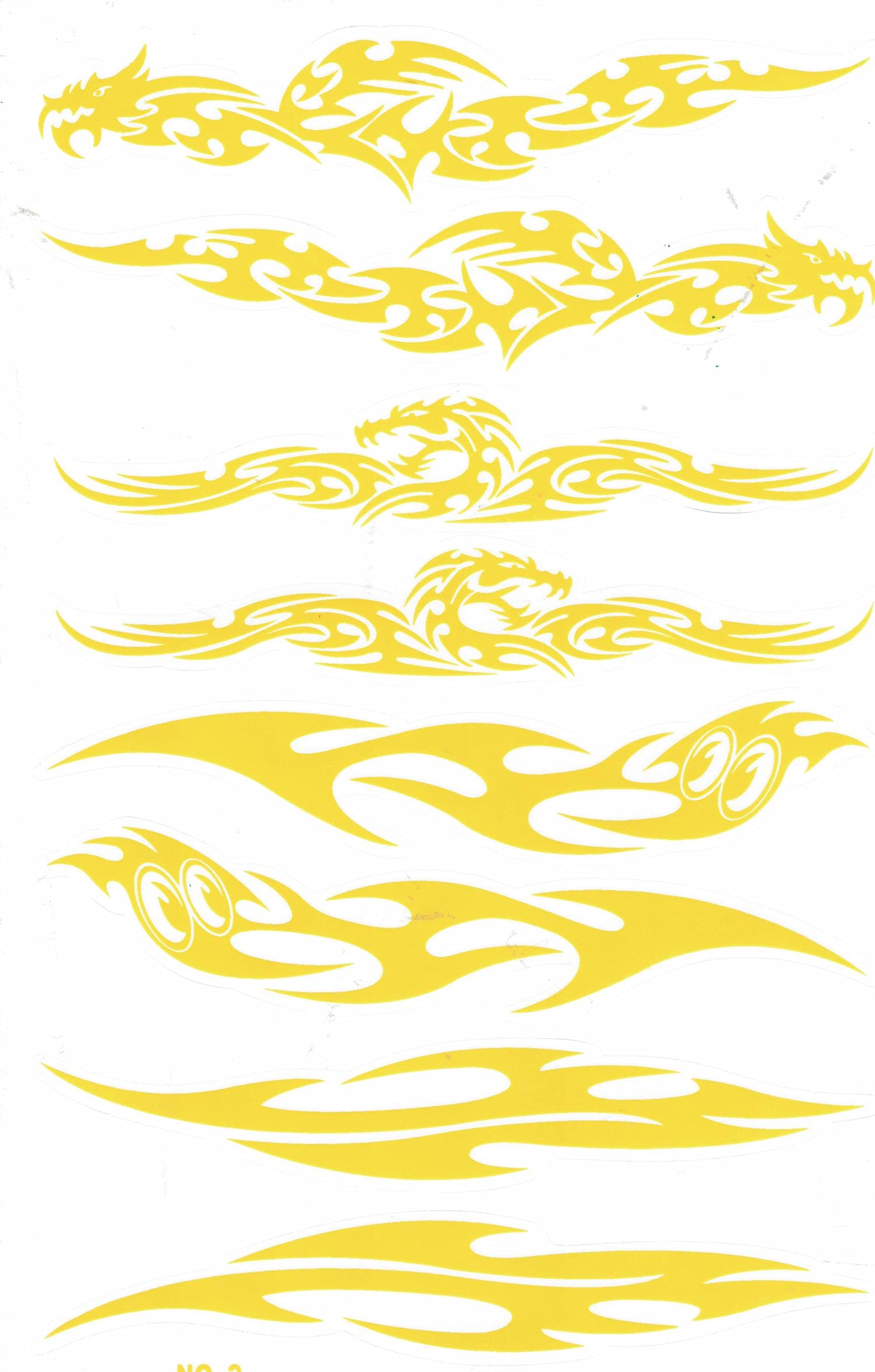 Flames Flame Fire yellow Color Decal Sticker Tuning Racing Sheet Size: 27 x 18 cm for Car or Motorbike